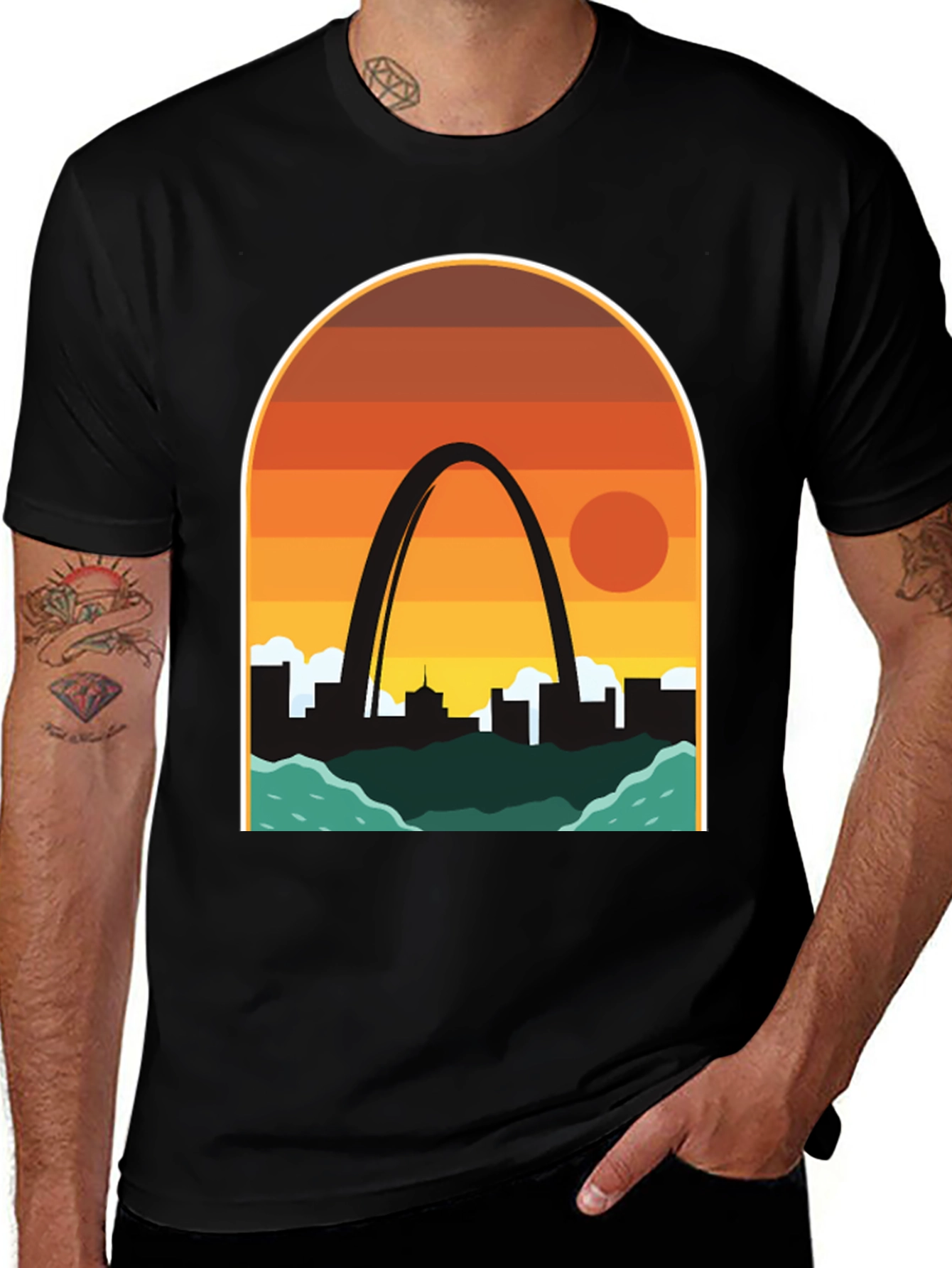 Variant 20 of St. Louis Arch Sunset Graphic T-Shirt