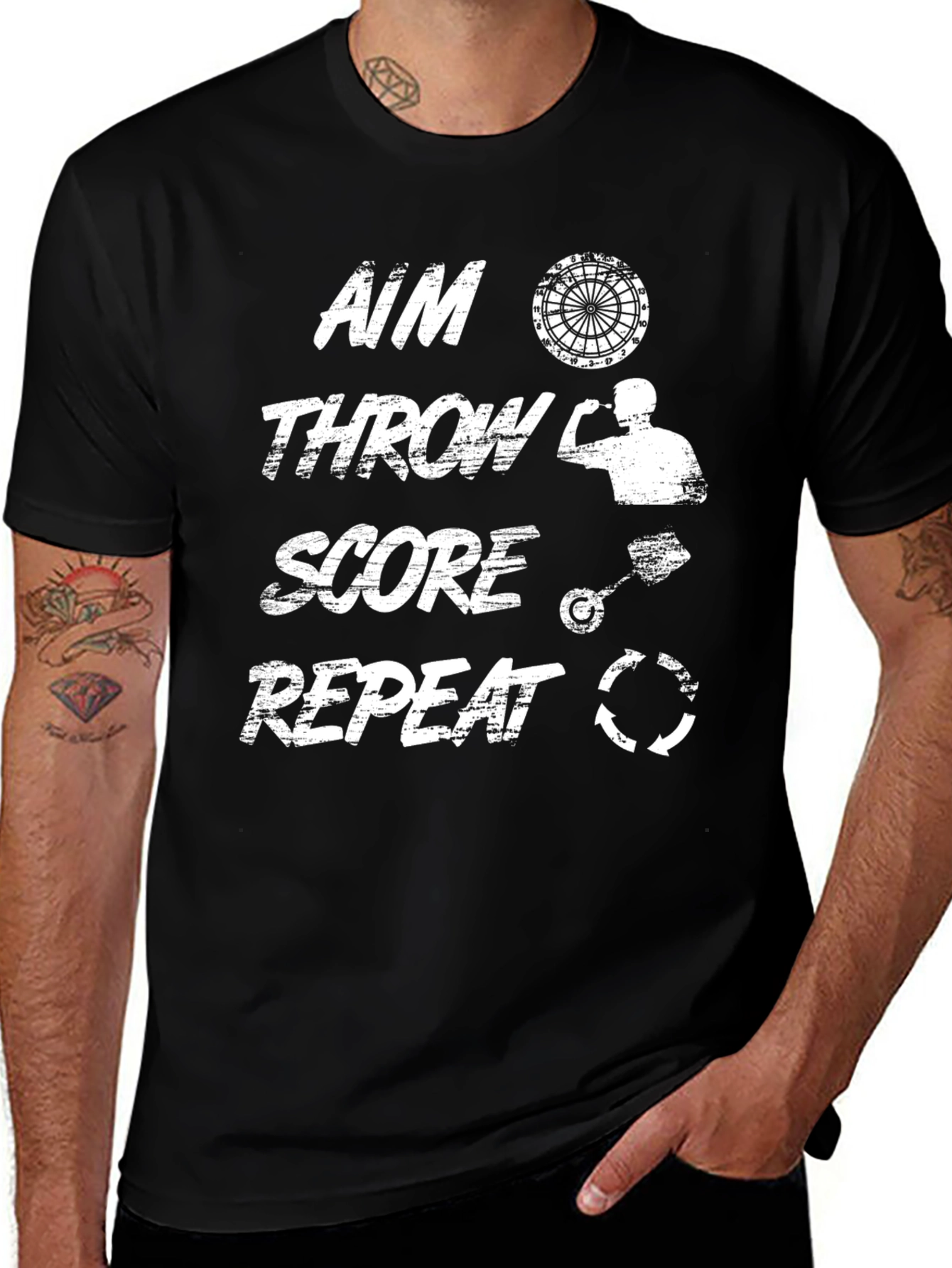 Aim Throw Score Repeat - Dart T-Shirt