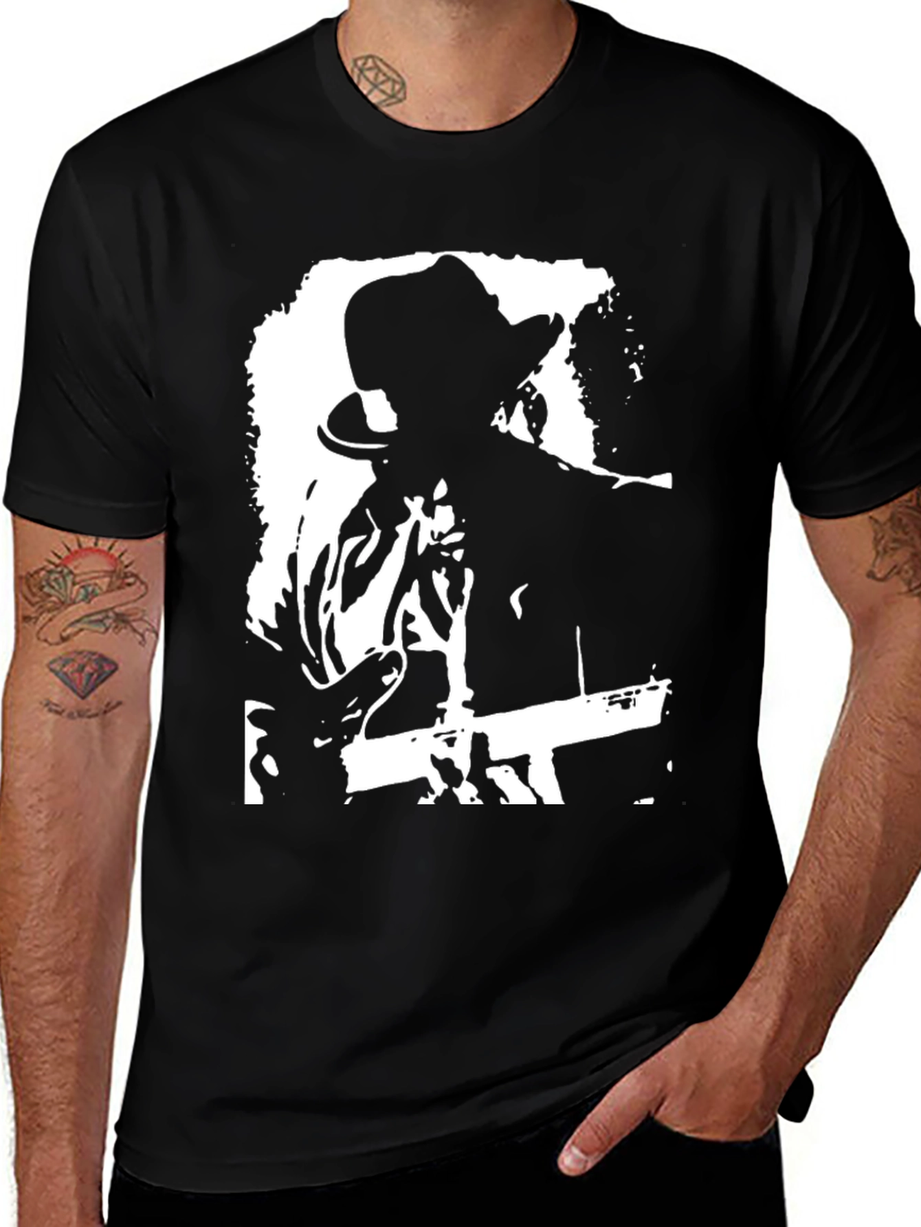 Variant 11 of Musician Silhouette Graphic Black T-Shirt