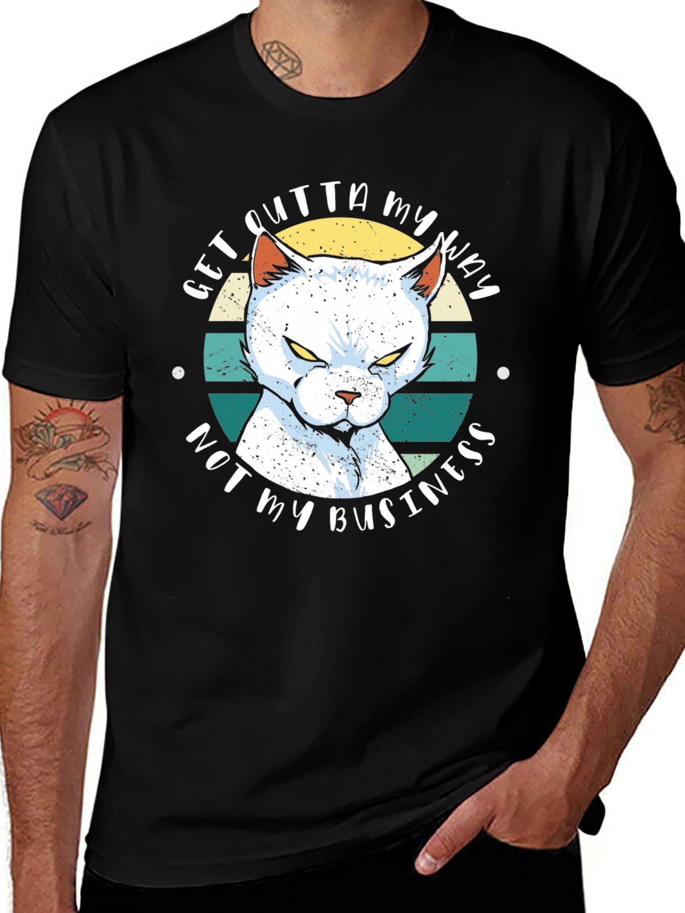Variant 12 of Sarcastic Cat Graphic T-Shirt - "Get Outta My Way"