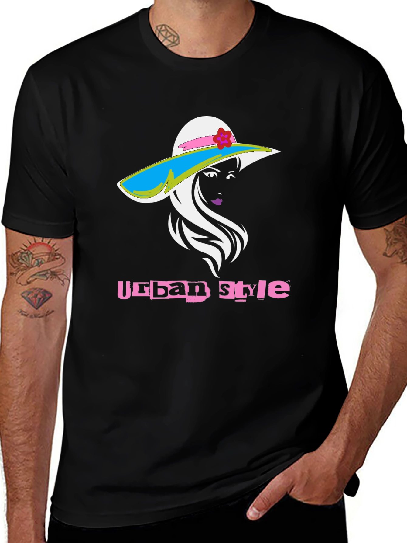 Urban Style Graphic Tee - Fashionable Women's Hat Design
