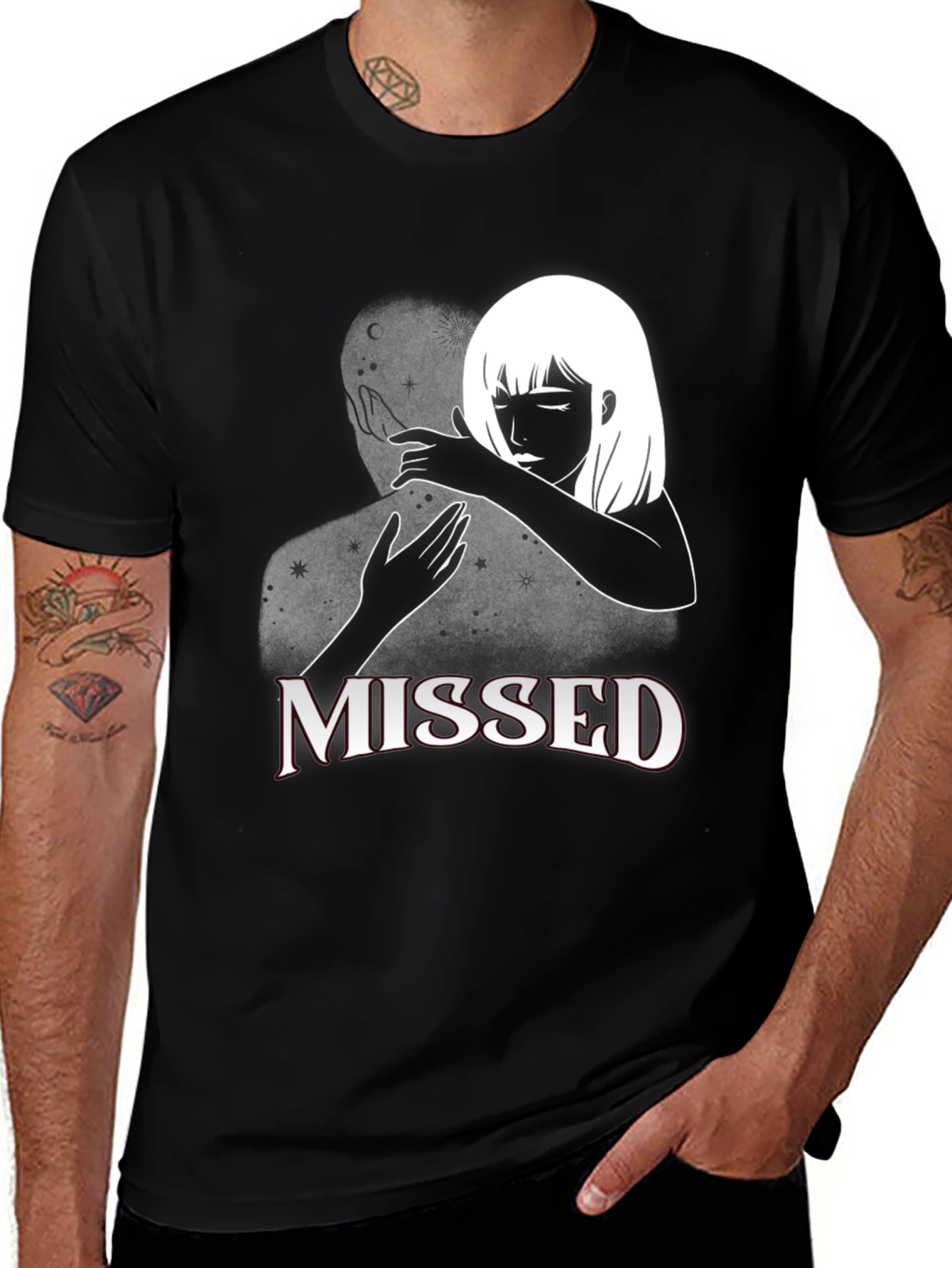 Variant 5 of Missed Connection Graphic Tee - Black