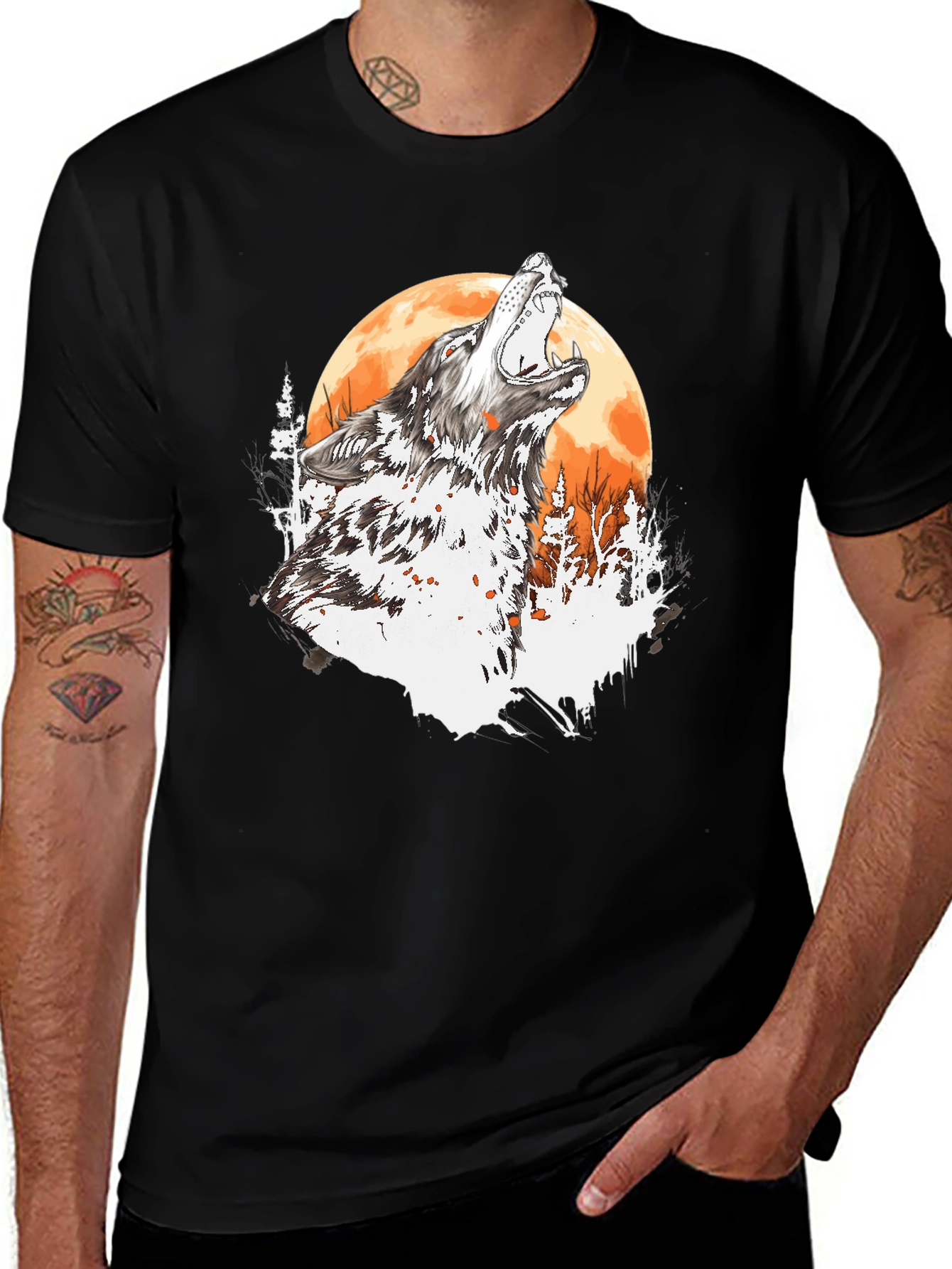 Variant 17 of Wolf Howling Moon T-Shirt