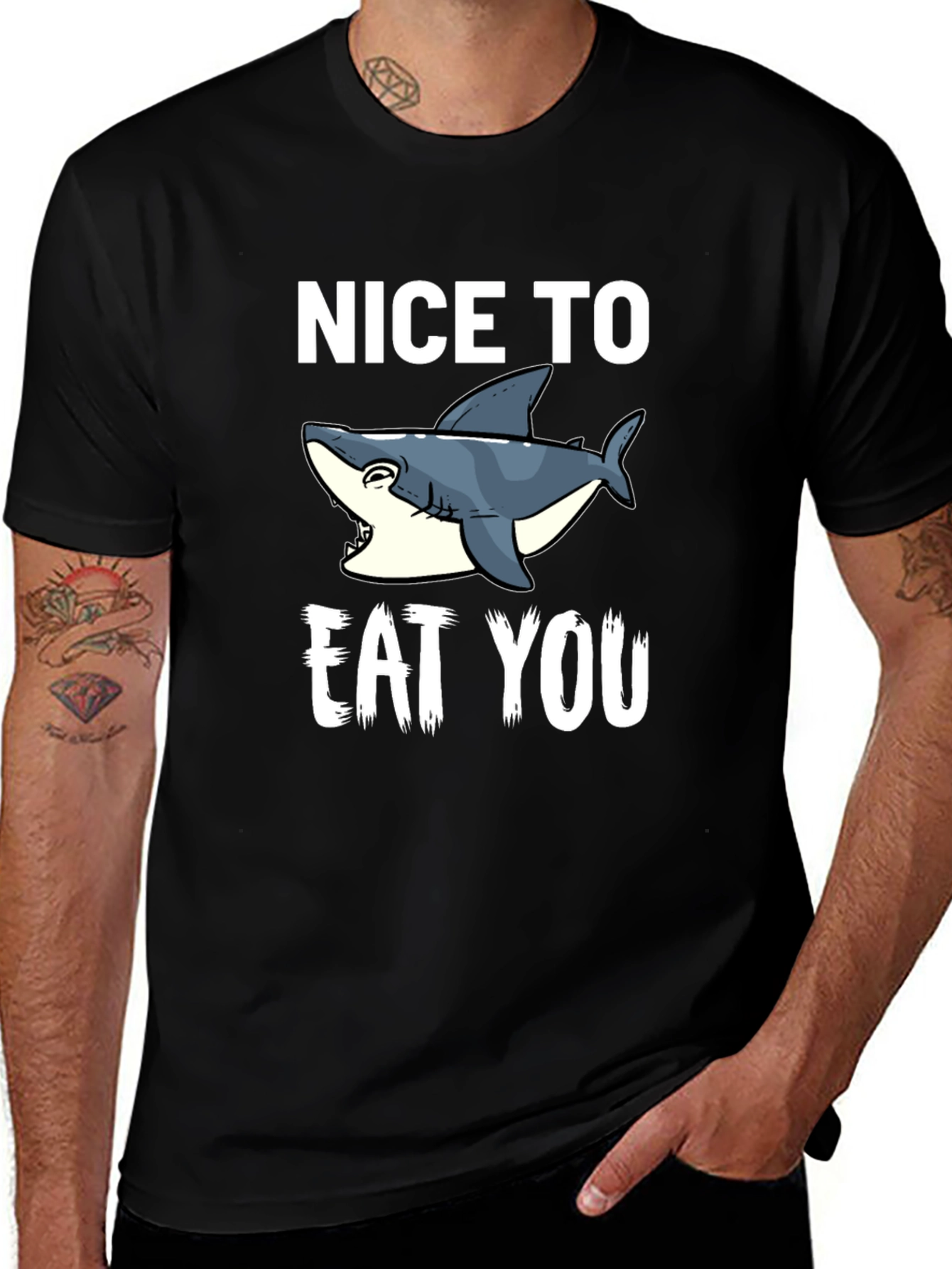 Variant 25 of Nice To Eat You Shark T-Shirt