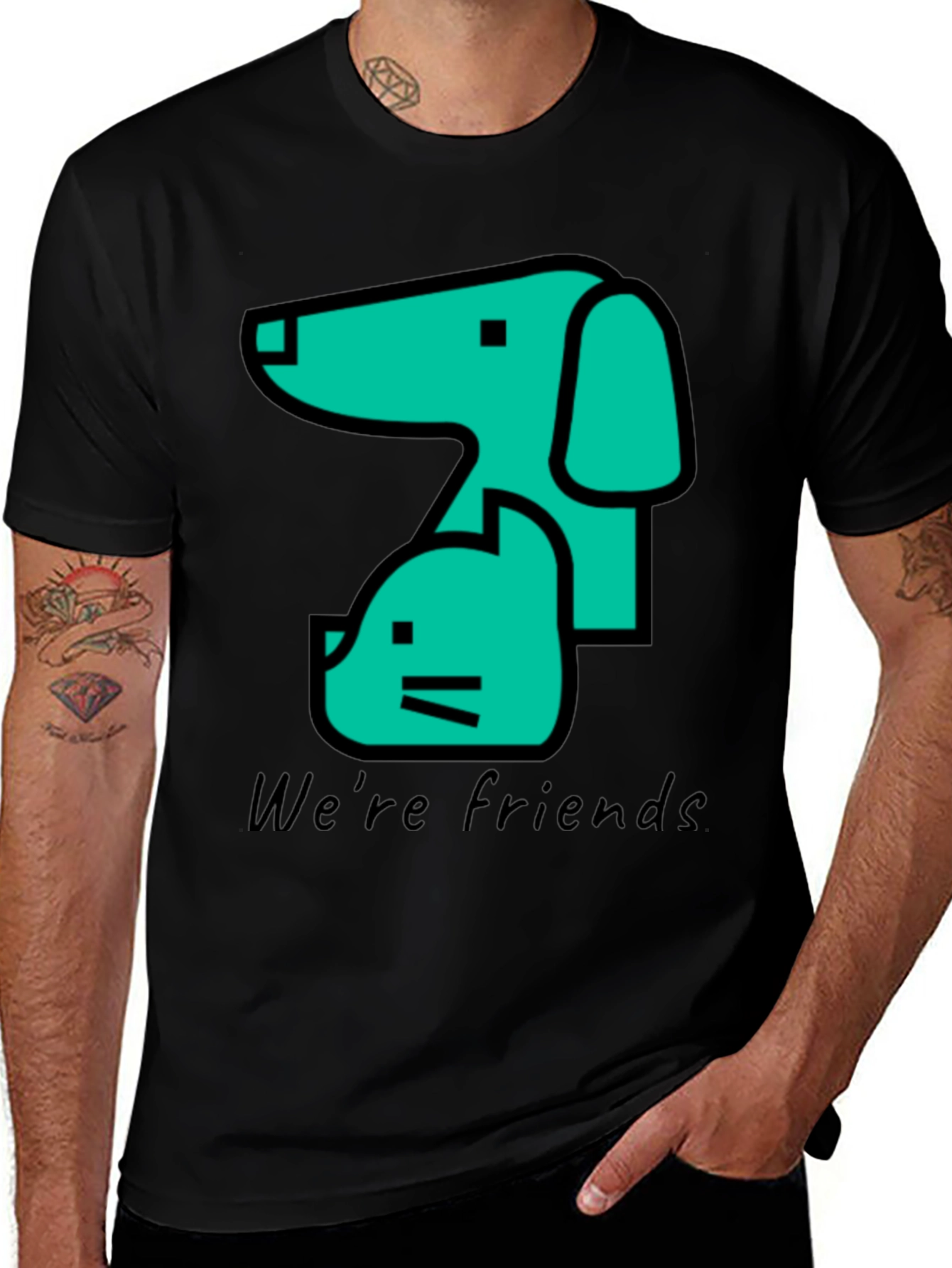 Variant 6 of Dog and Cat Friends Black T-Shirt