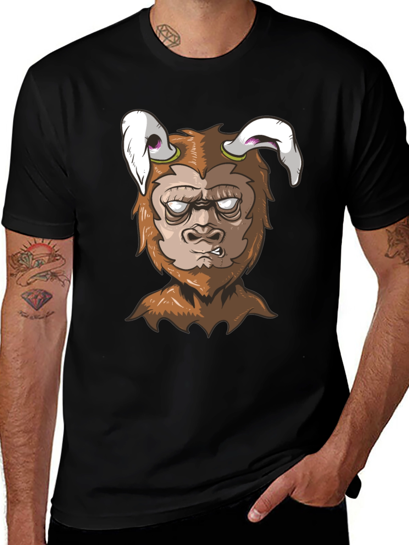 Variant 10 of Cartoon Monster Graphic Tee - Black