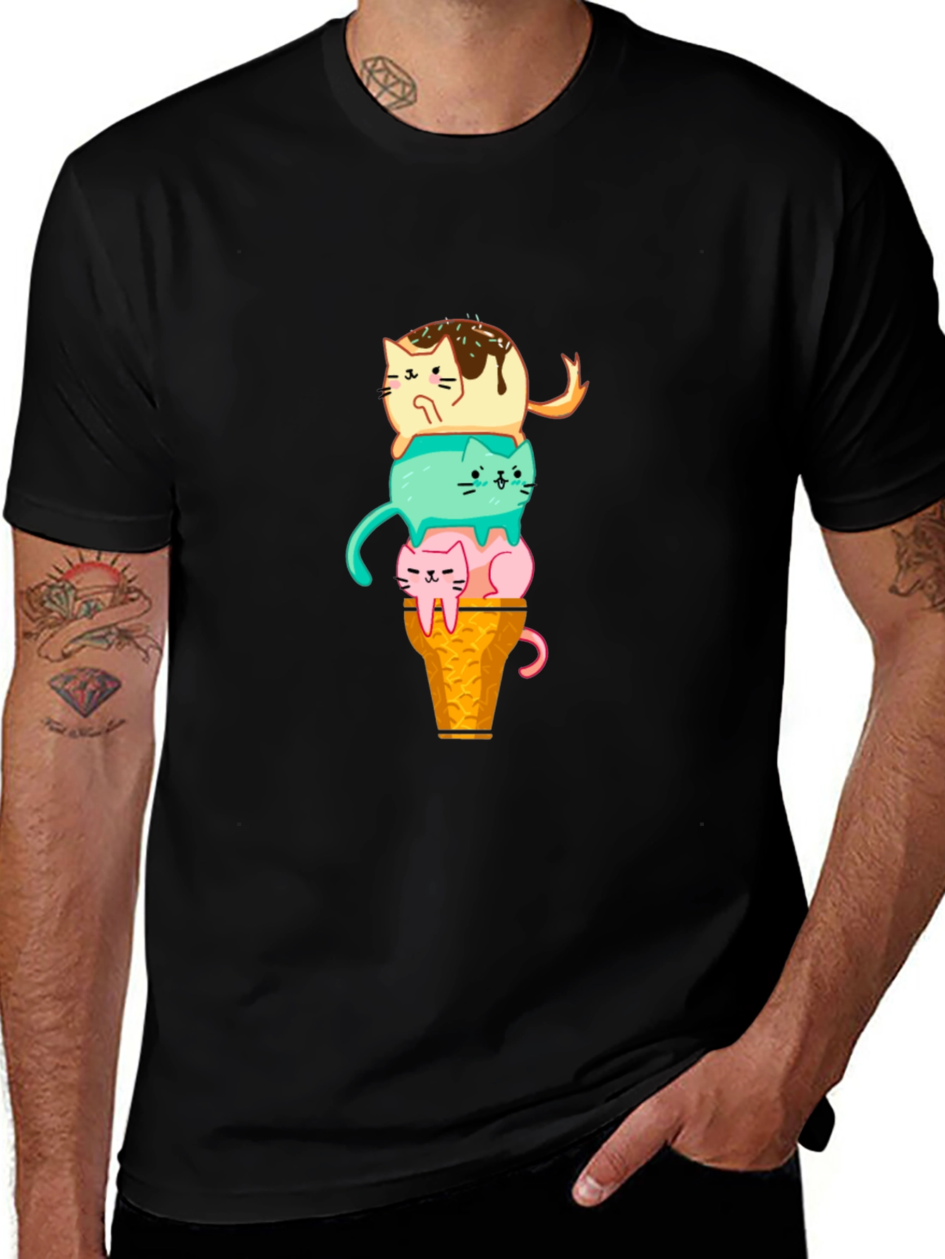 Variant 16 of Cat Ice Cream T-Shirt - Fun Graphic Tee