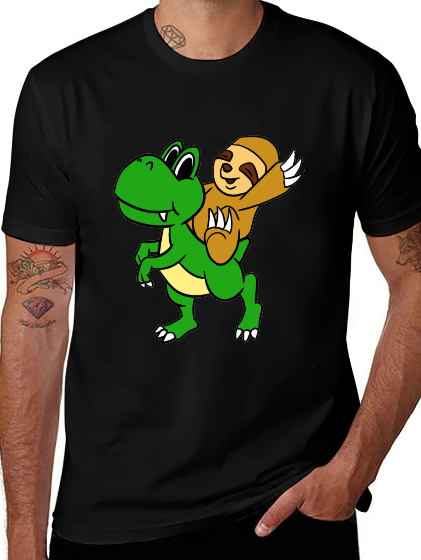 Variant 12 of Sloth Riding Dinosaur Graphic Tee