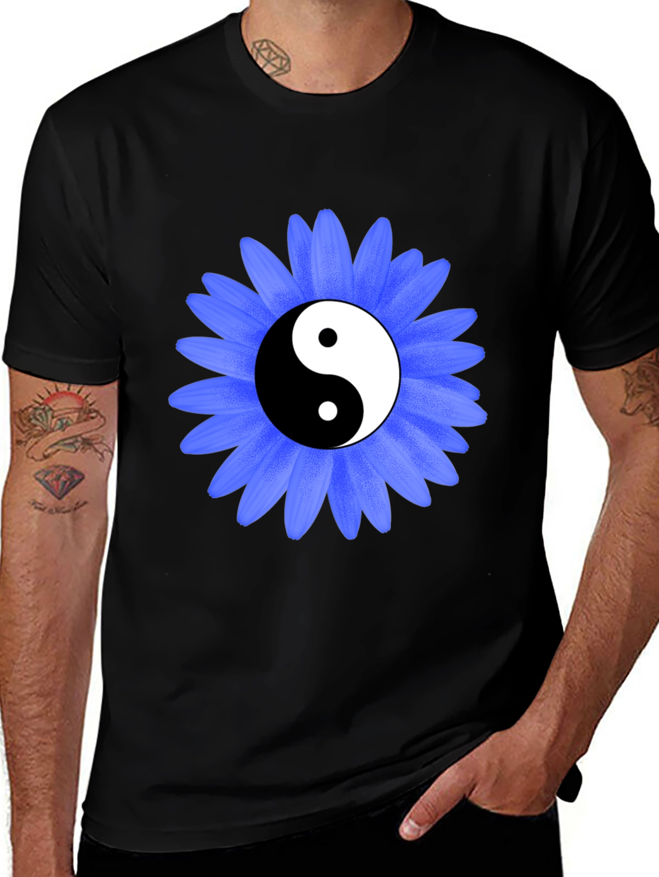 Yin Yang Flower Graphic Tee - Stylish Unisex T-Shirt