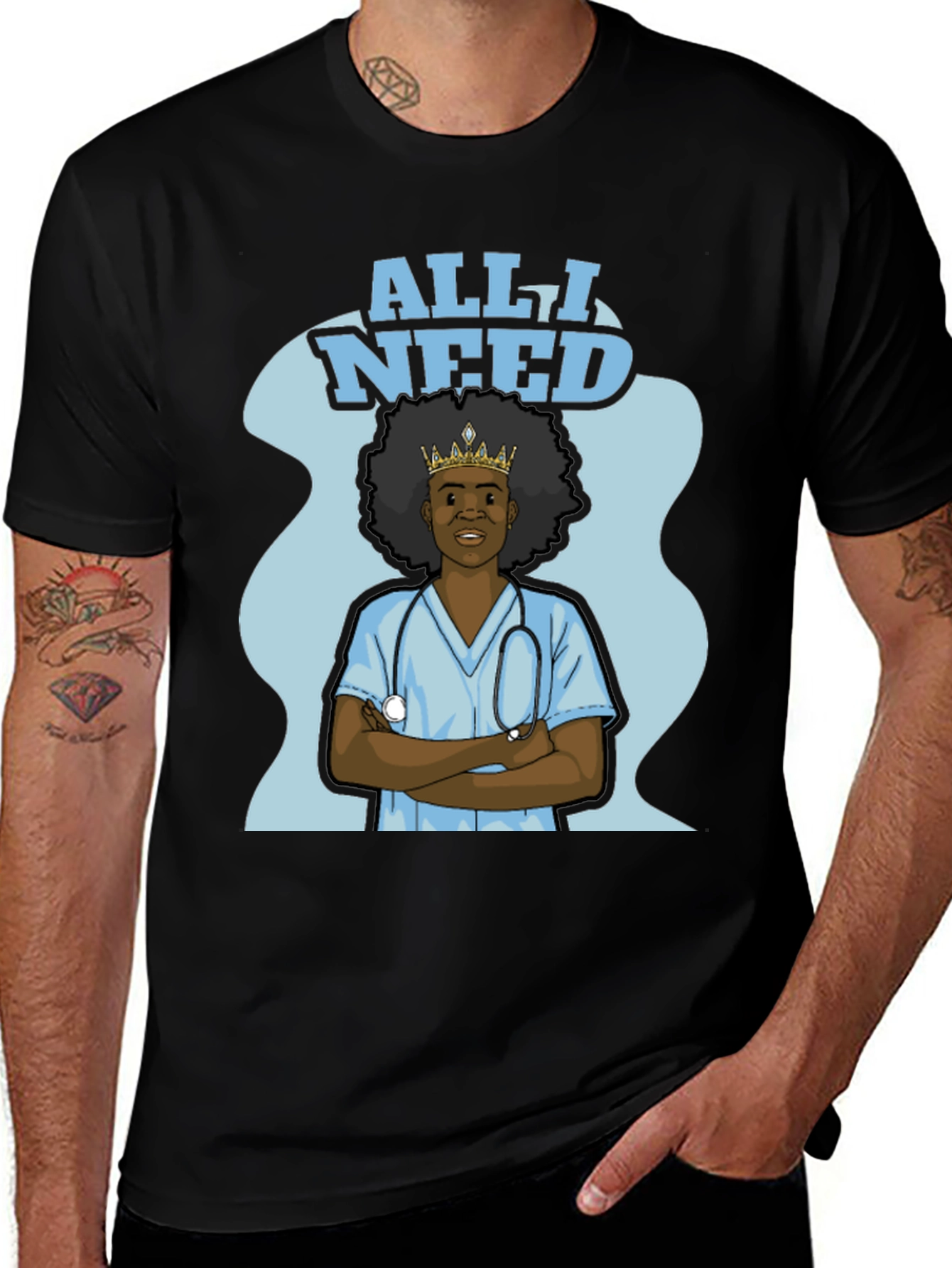 Variant 4 of All I Need Nurse T-Shirt - Black