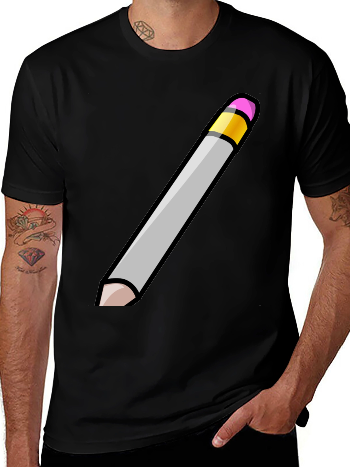 Variant 12 of Pencil Graphic Black T-Shirt - Art Student Style