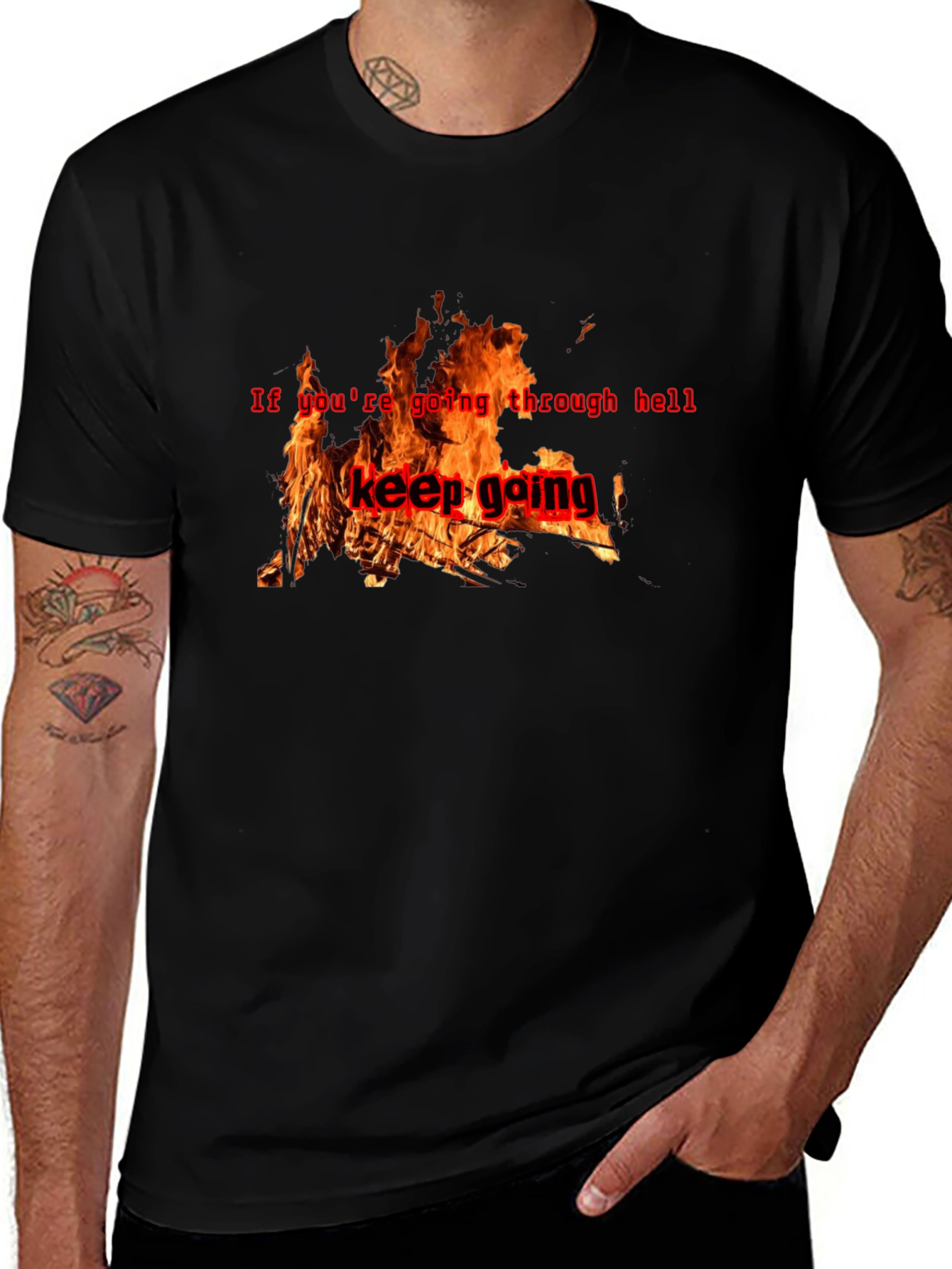 Variant 7 of Keep Going Graphic T-Shirt - Motivational Fire Design