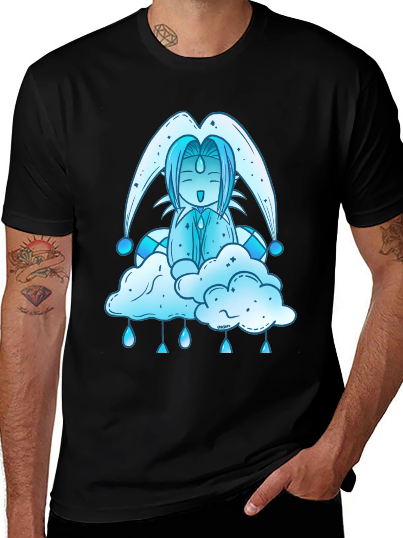 Variant 30 of Anime Cloud Character Black T-Shirt