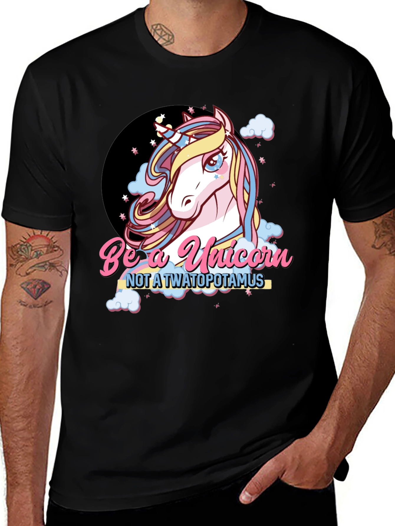 Be A Unicorn Graphic Tee - Men's Black T-Shirt