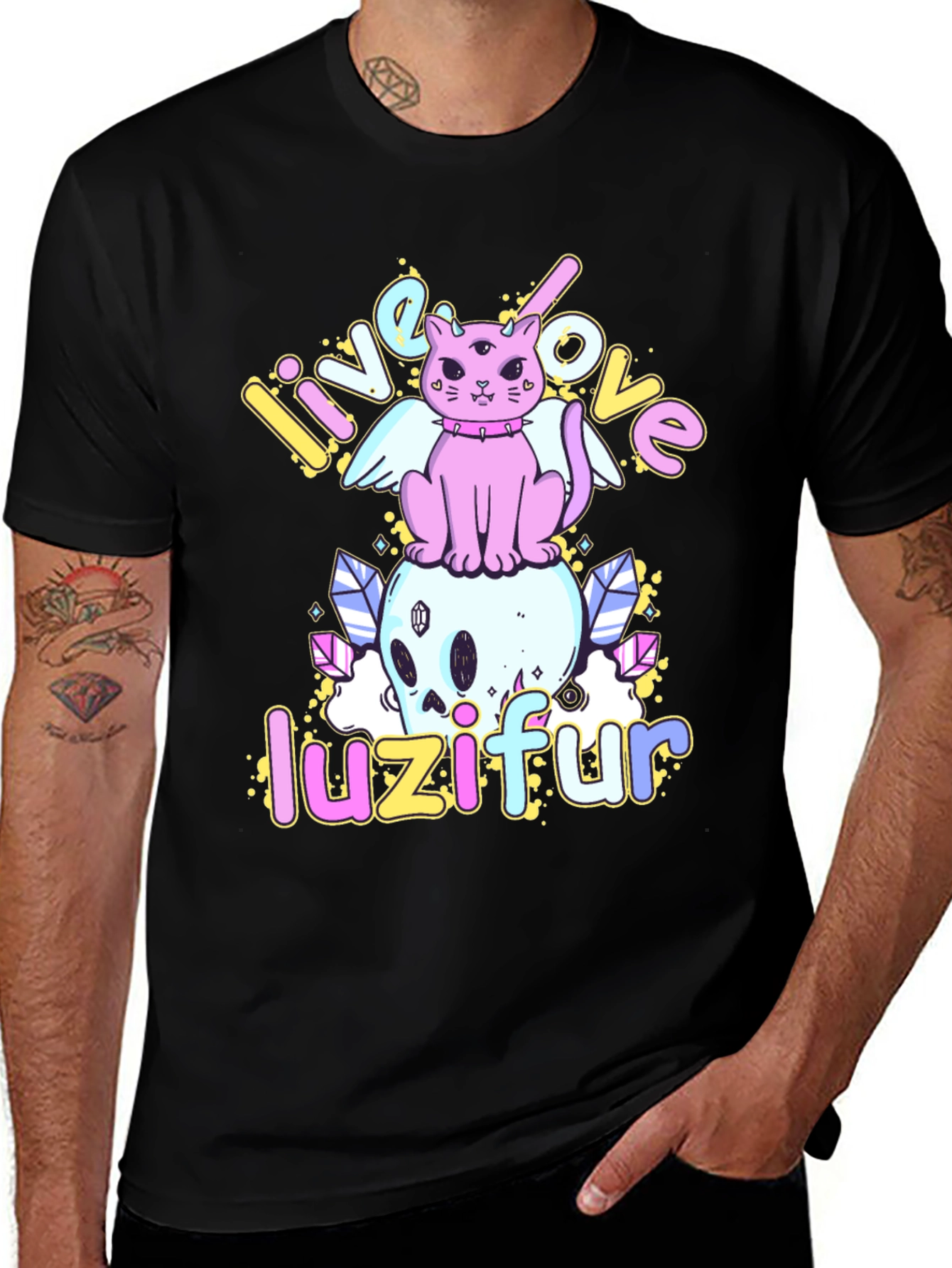Variant 20 of Live Love Luzifur Cat Graphic Tee