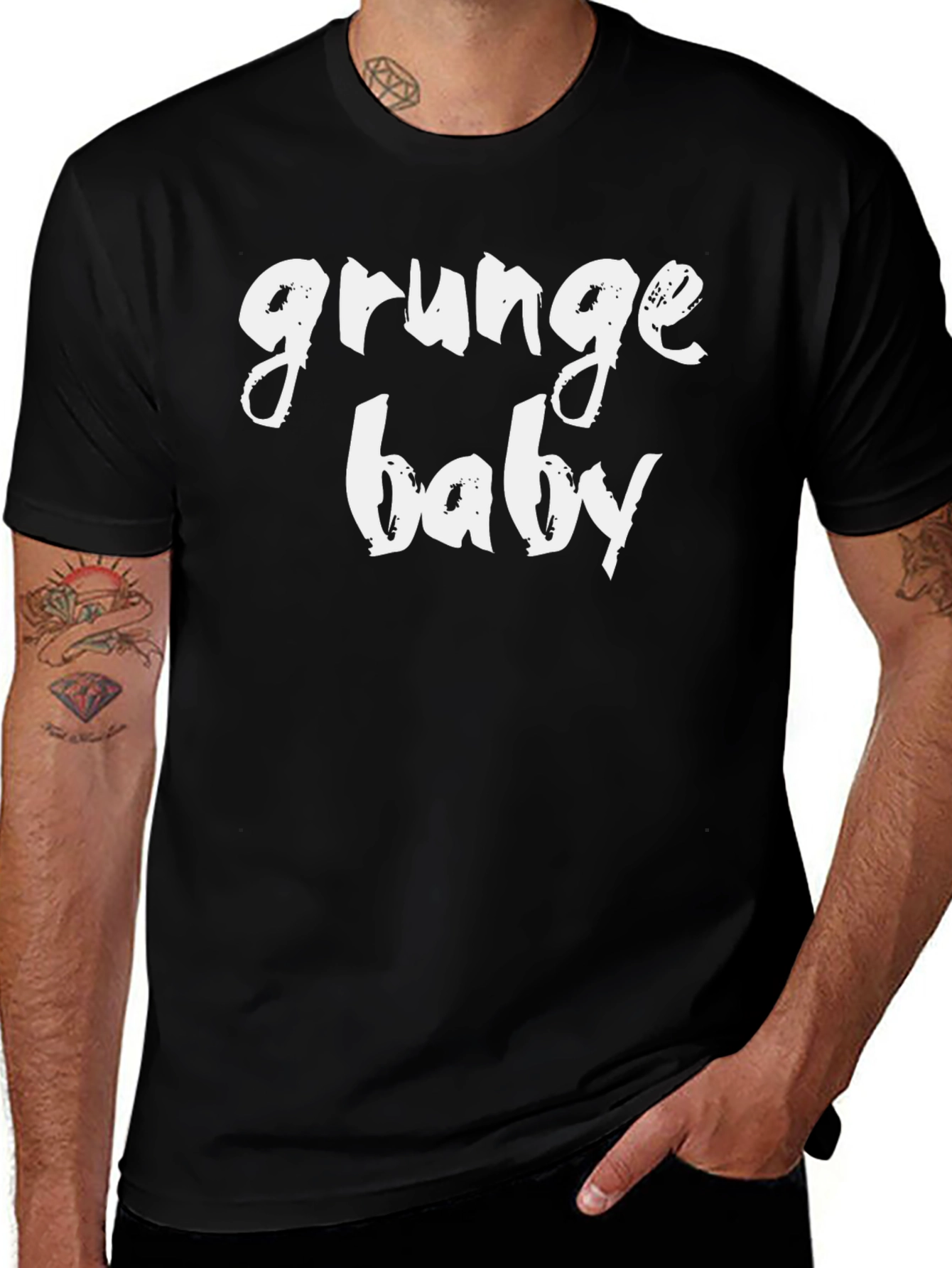 Grunge Baby Graphic Tee - Black Cotton T-Shirt