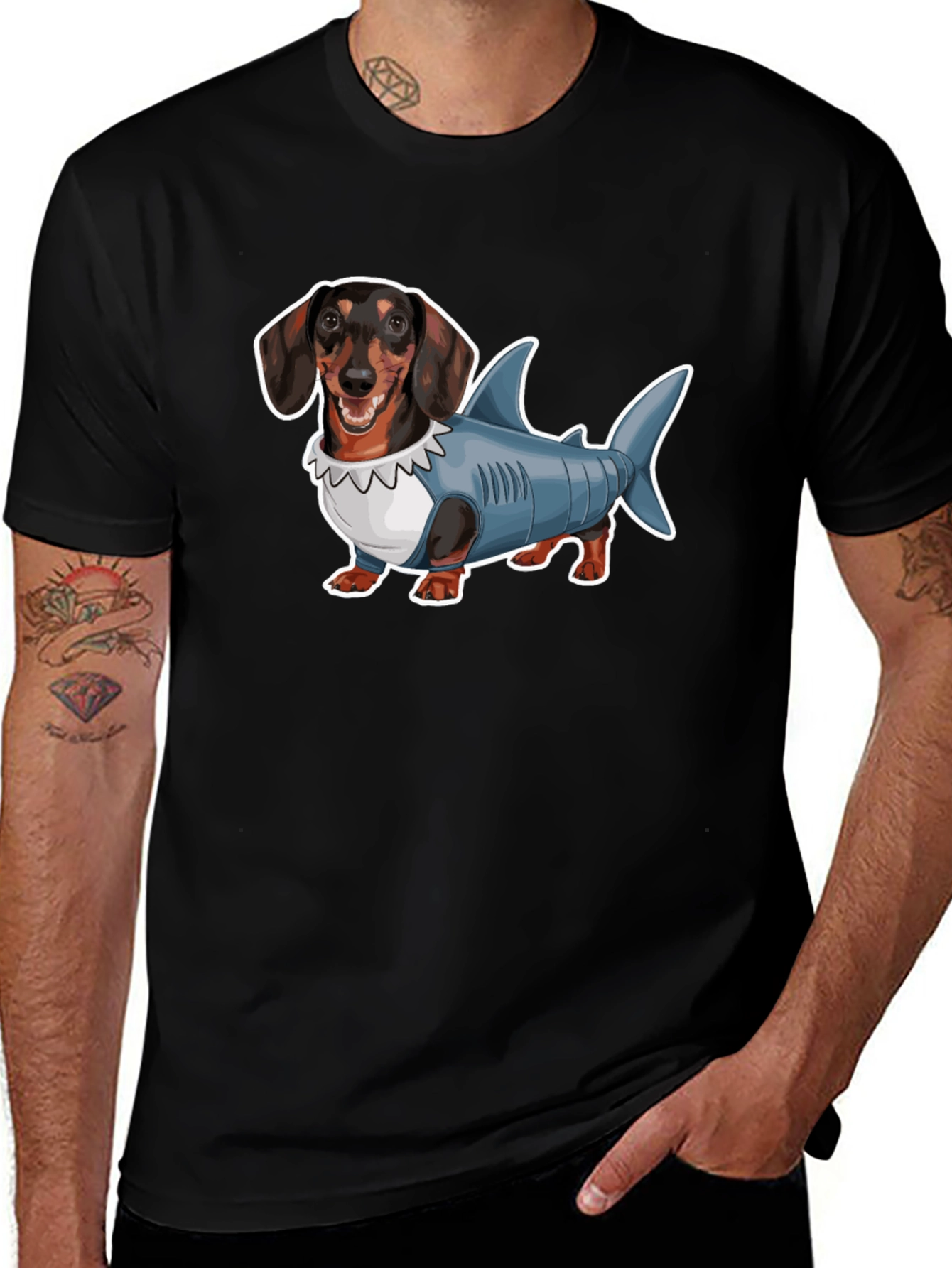 Variant 5 of Dachshund Shark Costume Graphic Tee