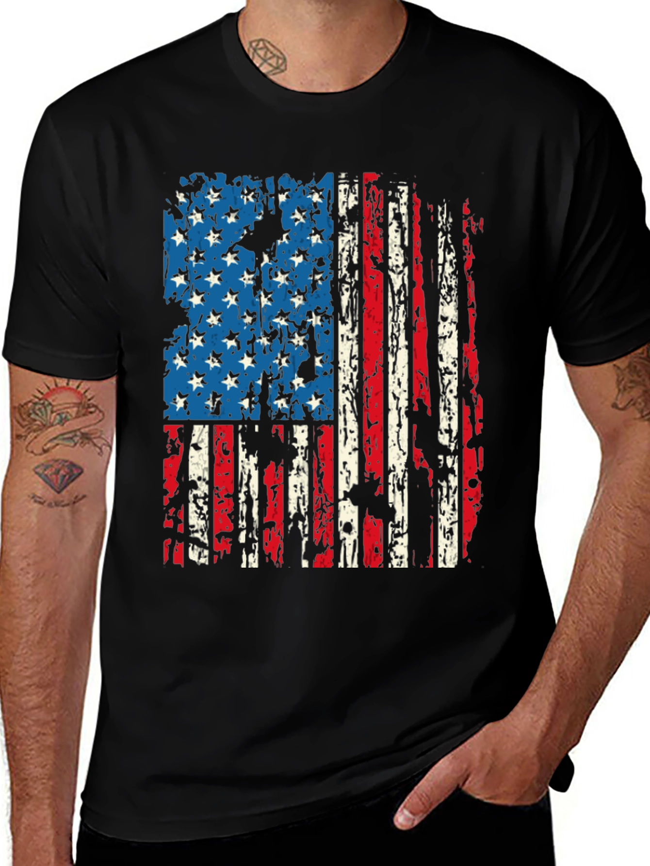 Distressed American Flag Graphic Tee