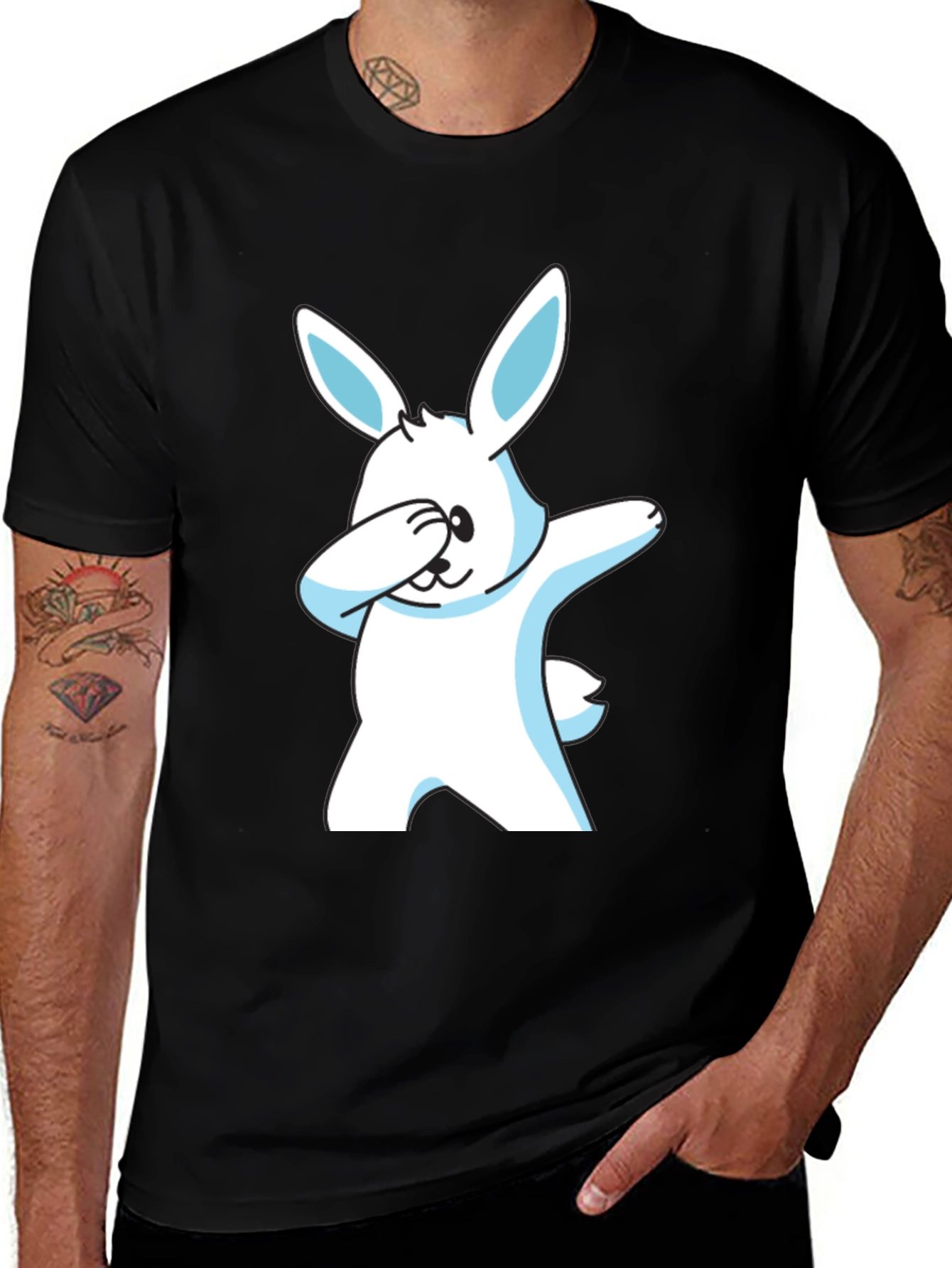 Variant 21 of Dabbing Bunny Graphic Tee - Black