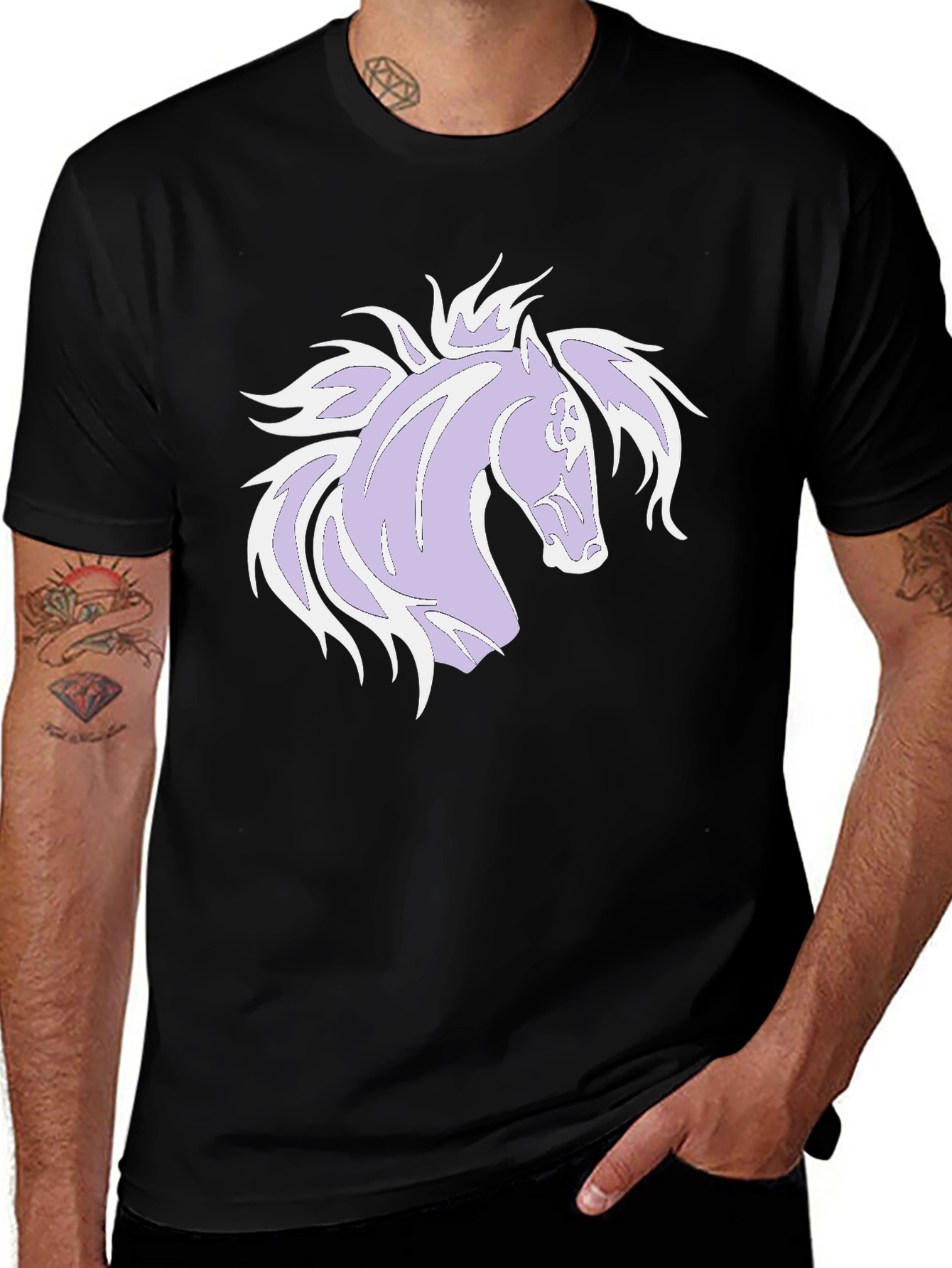 Variant 10 of Black T-Shirt with Horse Graphic