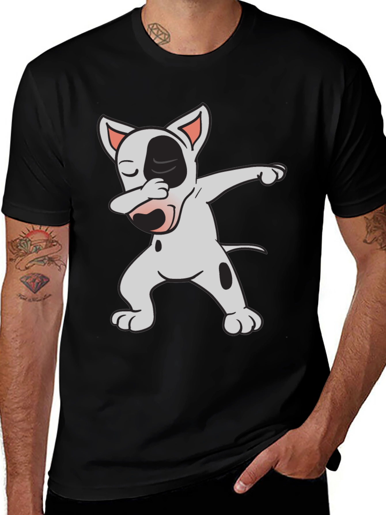 Variant 19 of Dabbing Dog Graphic Tee - Cool Black Cotton T-Shirt