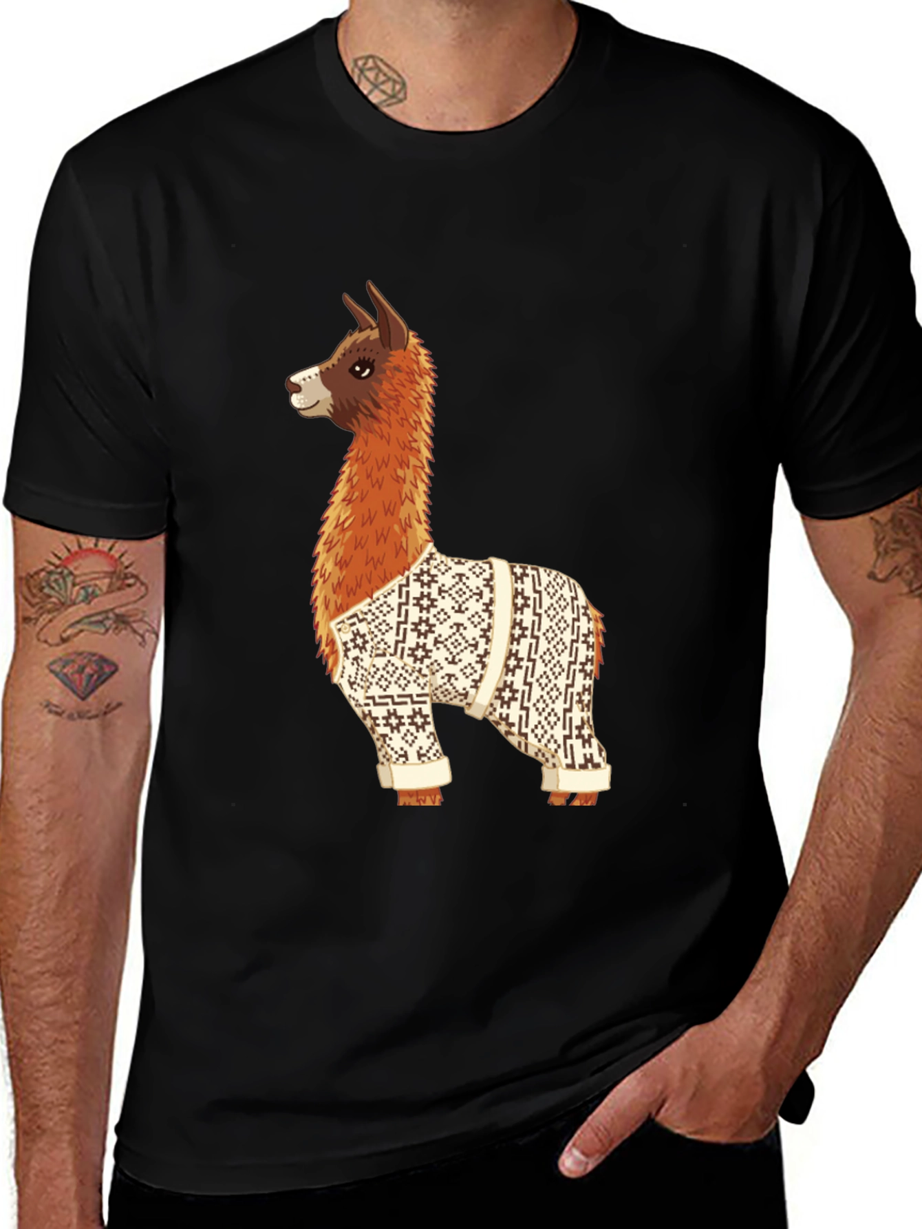 Variant 13 of Llama in Sweater Graphic Tee