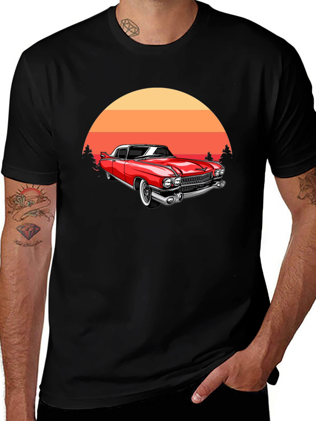 Variant 8 of Classic Car Sunset Graphic T-Shirt