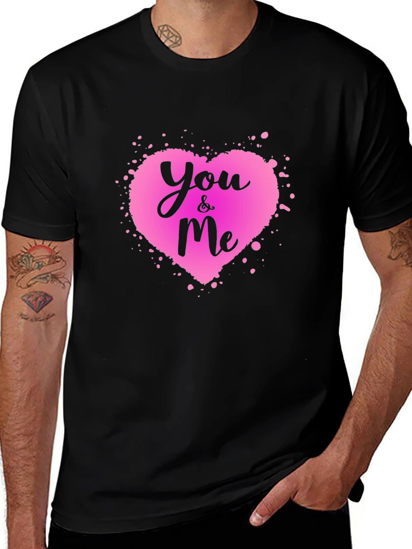 Variant 5 of You & Me Heart Graphic Tee - Black