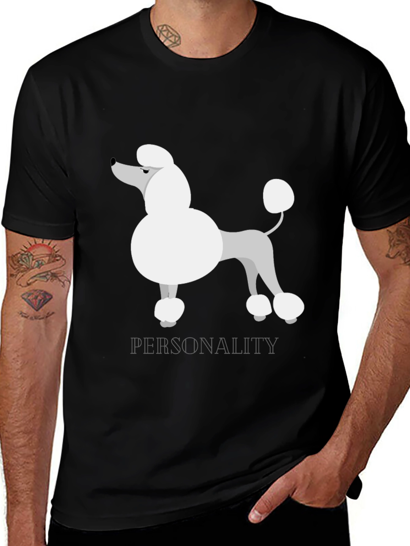 Variant 22 of Poodle Personality T-Shirt - Black Cotton Tee