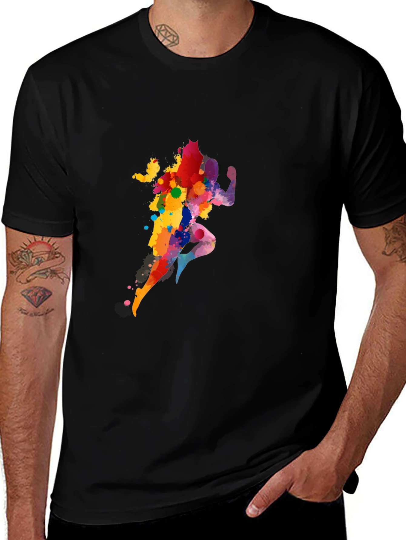 Variant 3 of Colorful Running Man T-Shirt - Abstract Art Tee