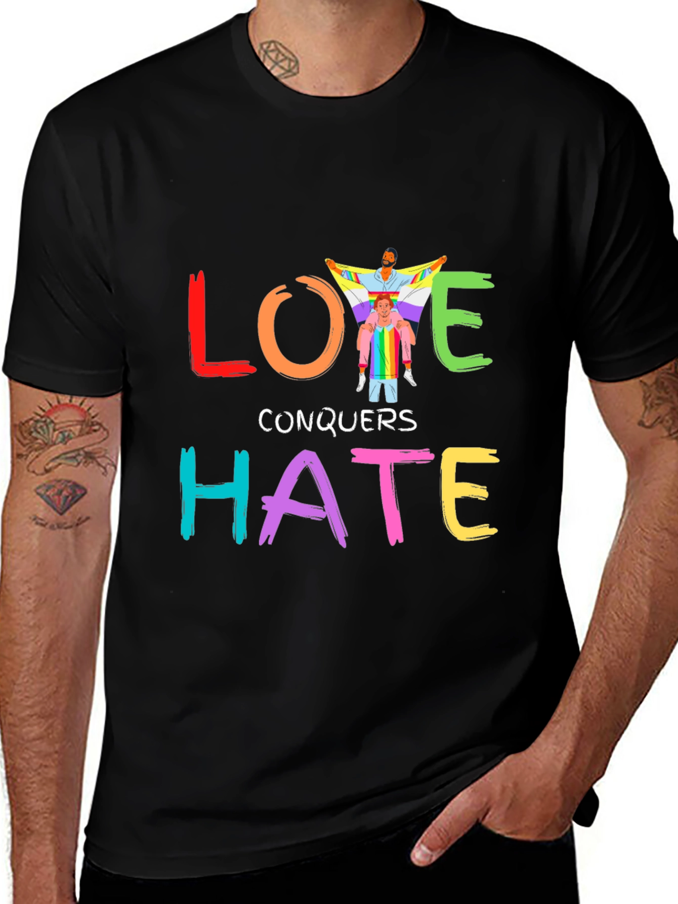 Variant 13 of Love Conquers Hate Graphic T-Shirt - Pride