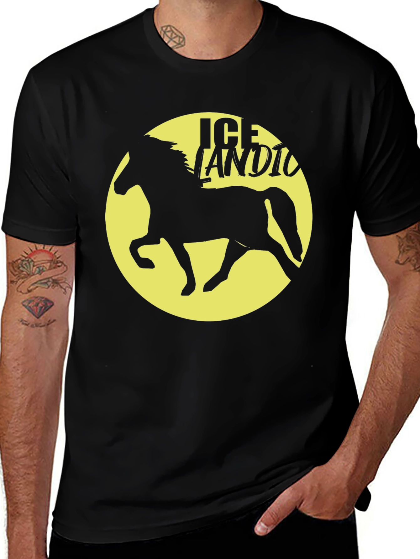 Icelandic Horse Graphic Tee - Black Unisex T-Shirt