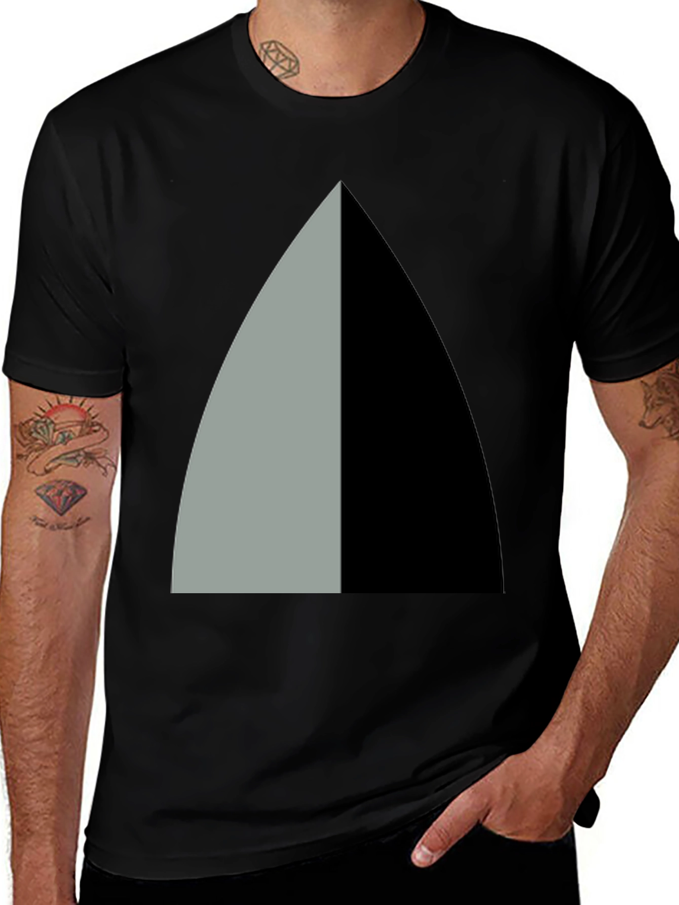 Abstract Geometric Tee - Black and Gray Graphic Design