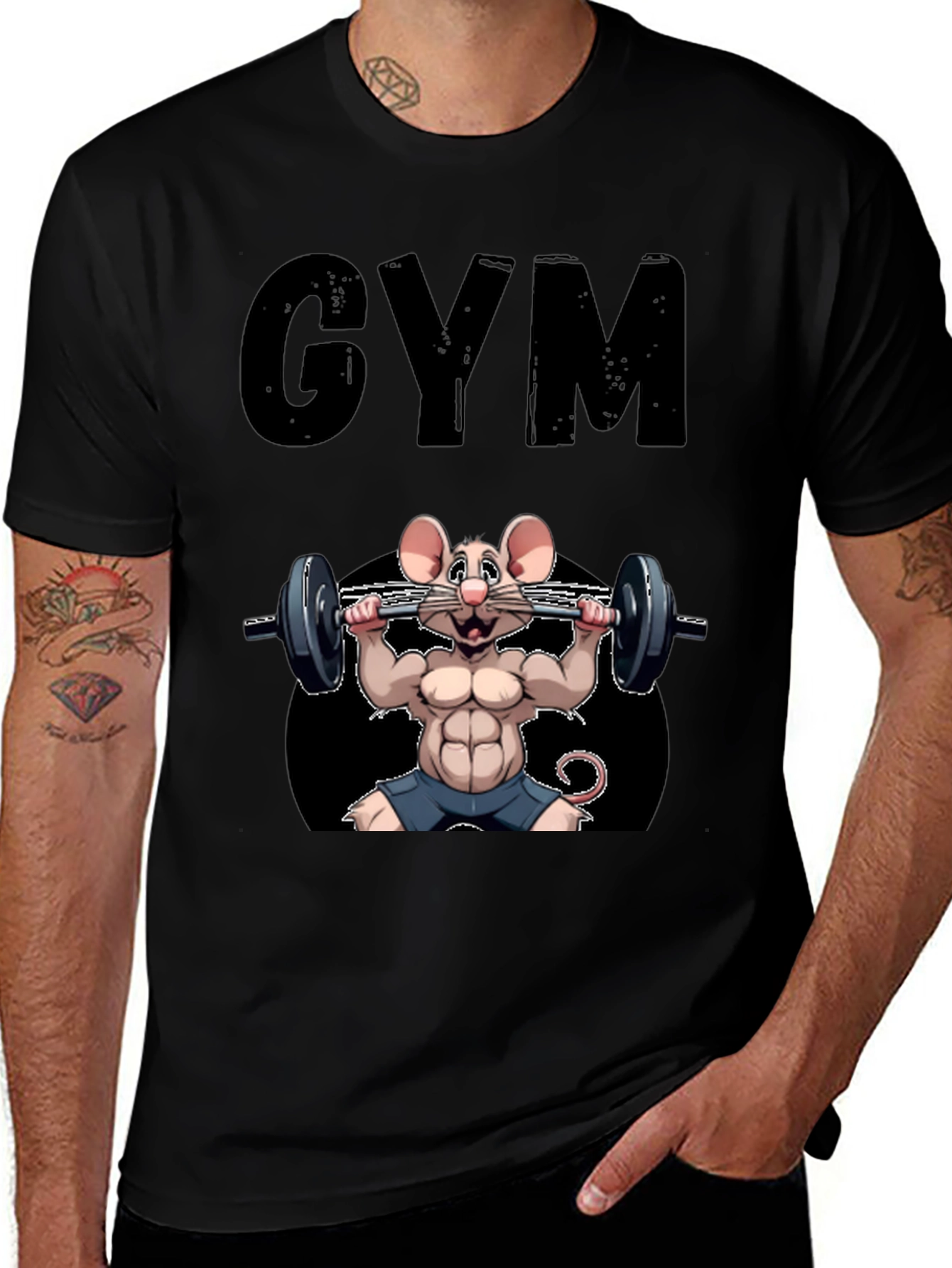 Gym Rat Mouse Graphic T-Shirt