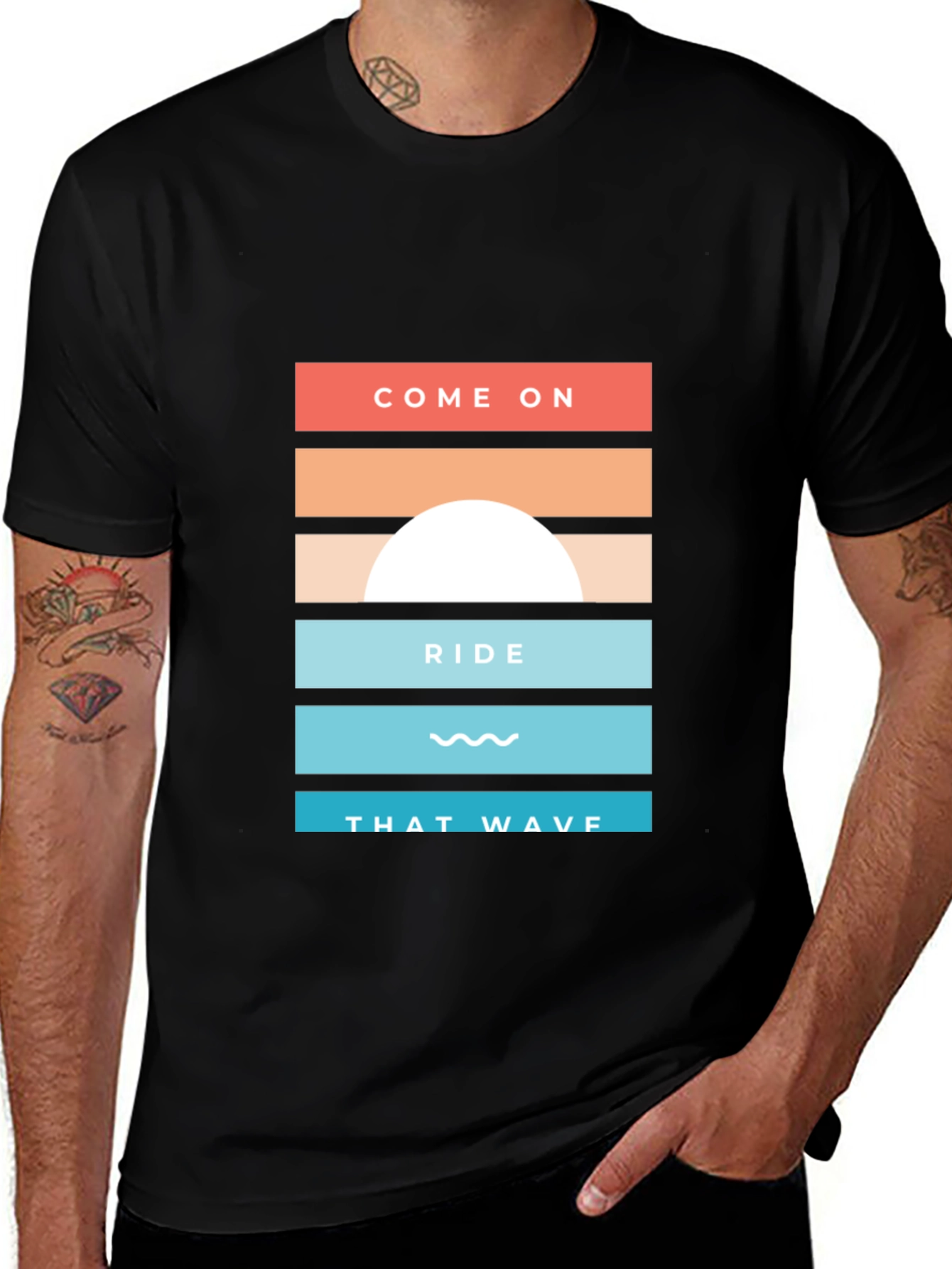 Variant 19 of Ride That Wave Graphic Tee - Retro Style
