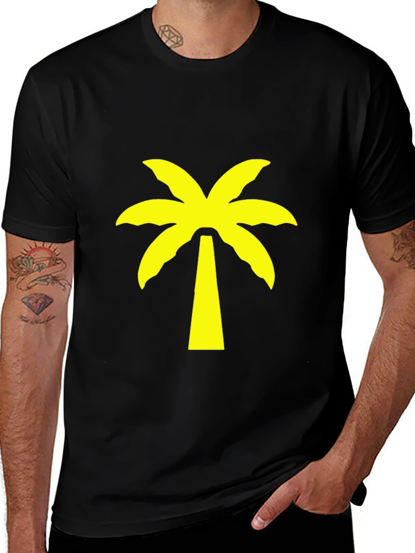 Variant 13 of Palm Tree Graphic Tee - Tropical Vibes Black T-Shirt
