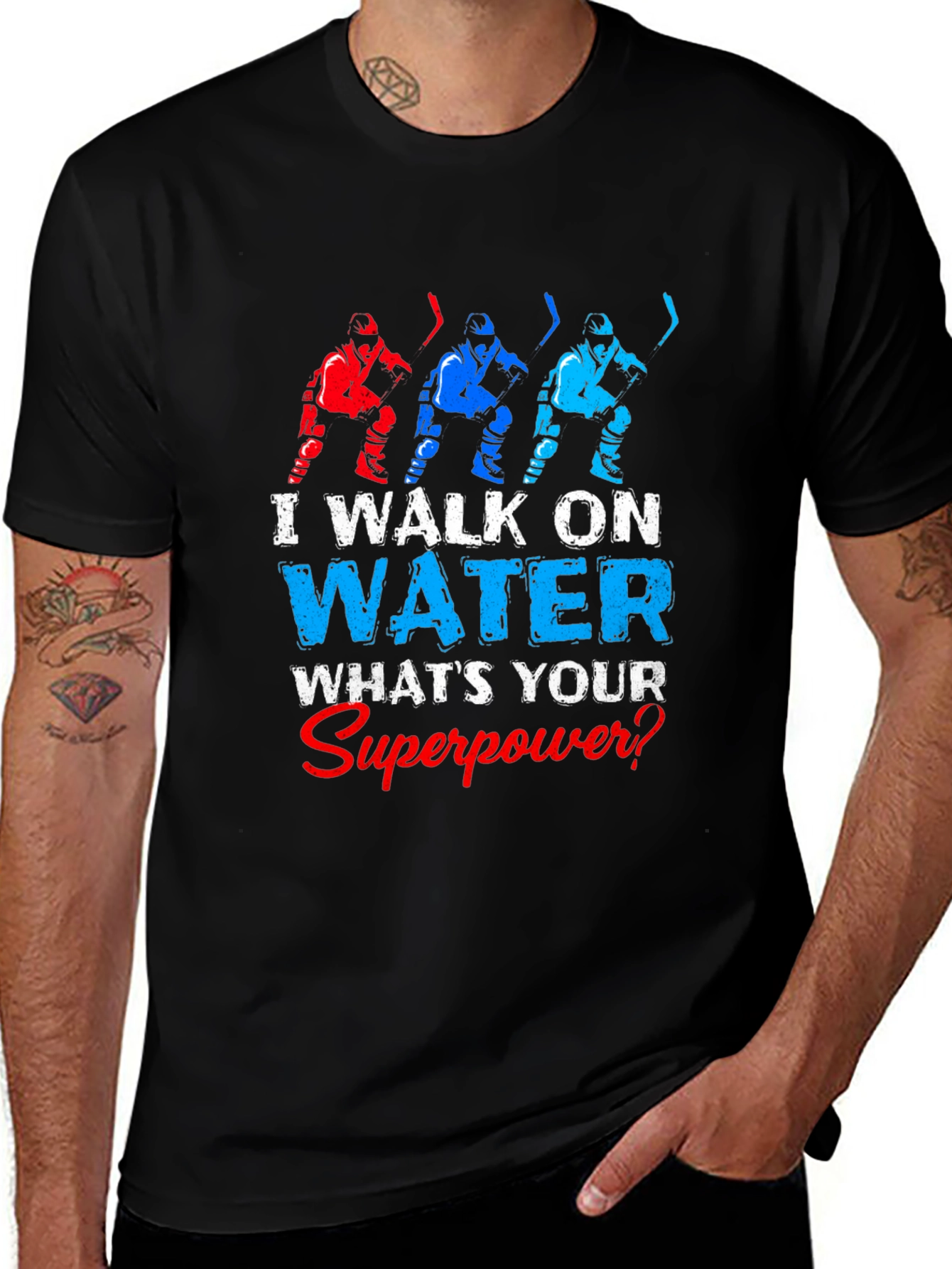 I Walk On Water Hockey Graphic T-Shirt