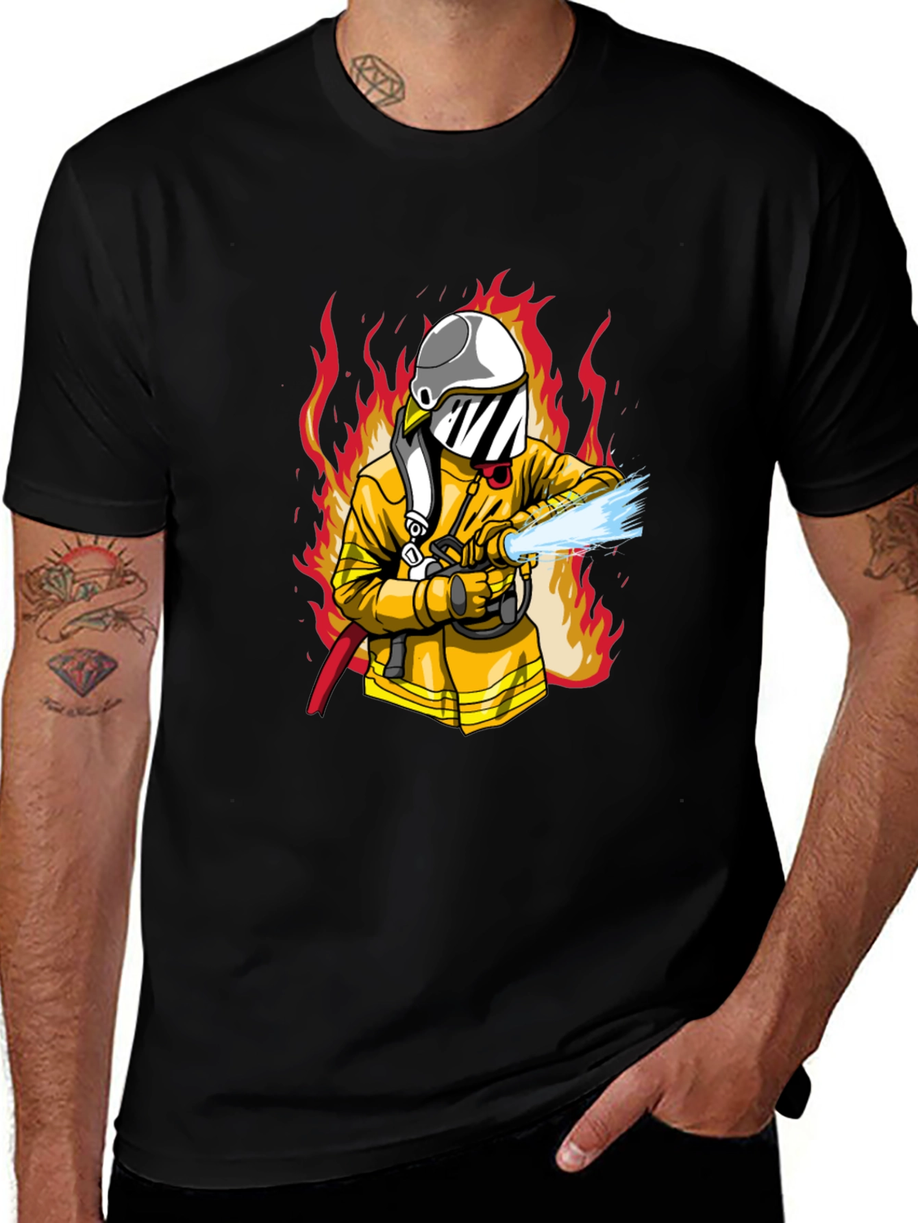 Variant 22 of Firefighter Graphic Print Black T-Shirt