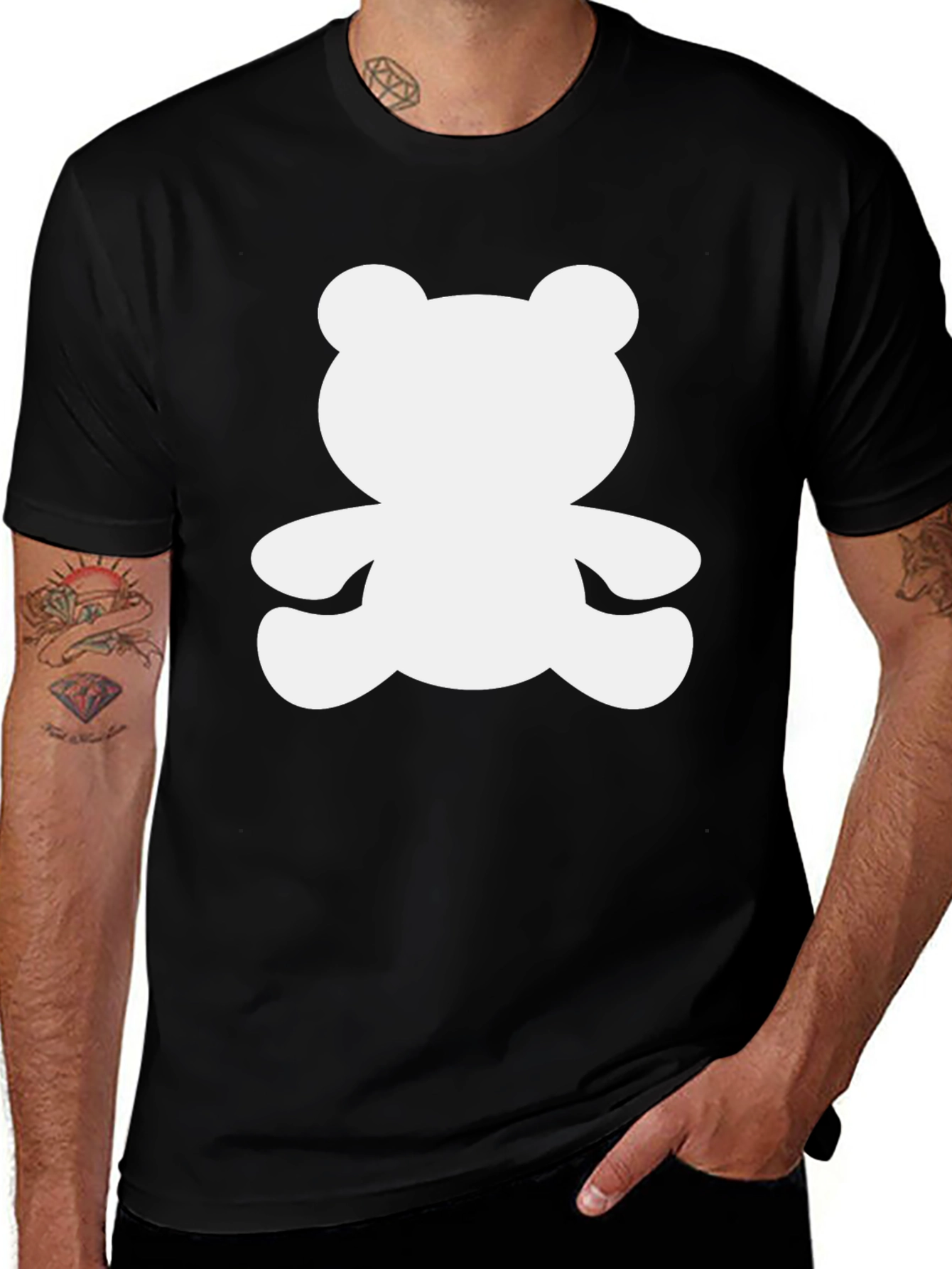 Variant 9 of Teddy Bear Graphic Tee - Black Casual Shirt