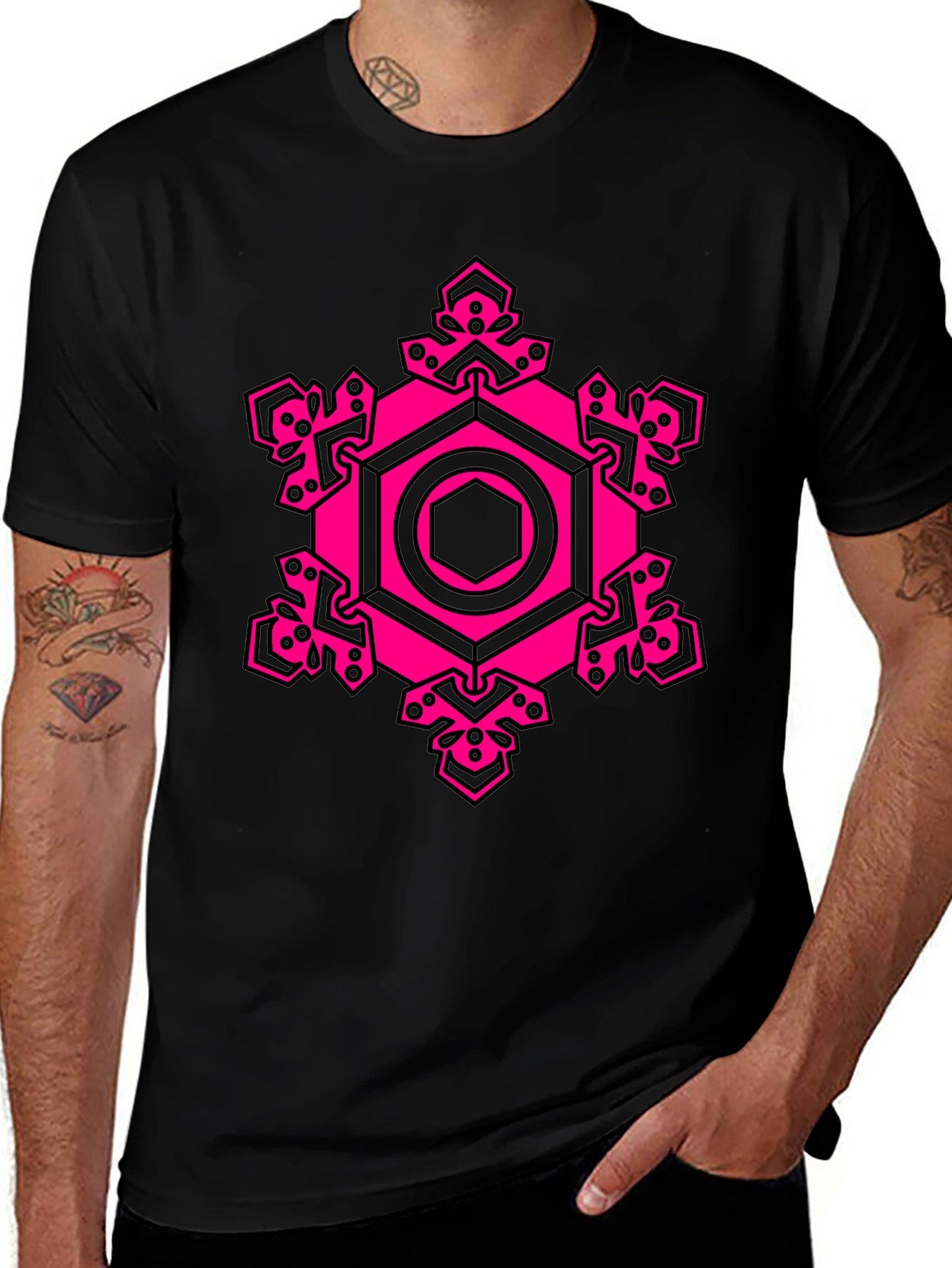 Variant 8 of Geometric Pink Hexagon Graphic T-Shirt