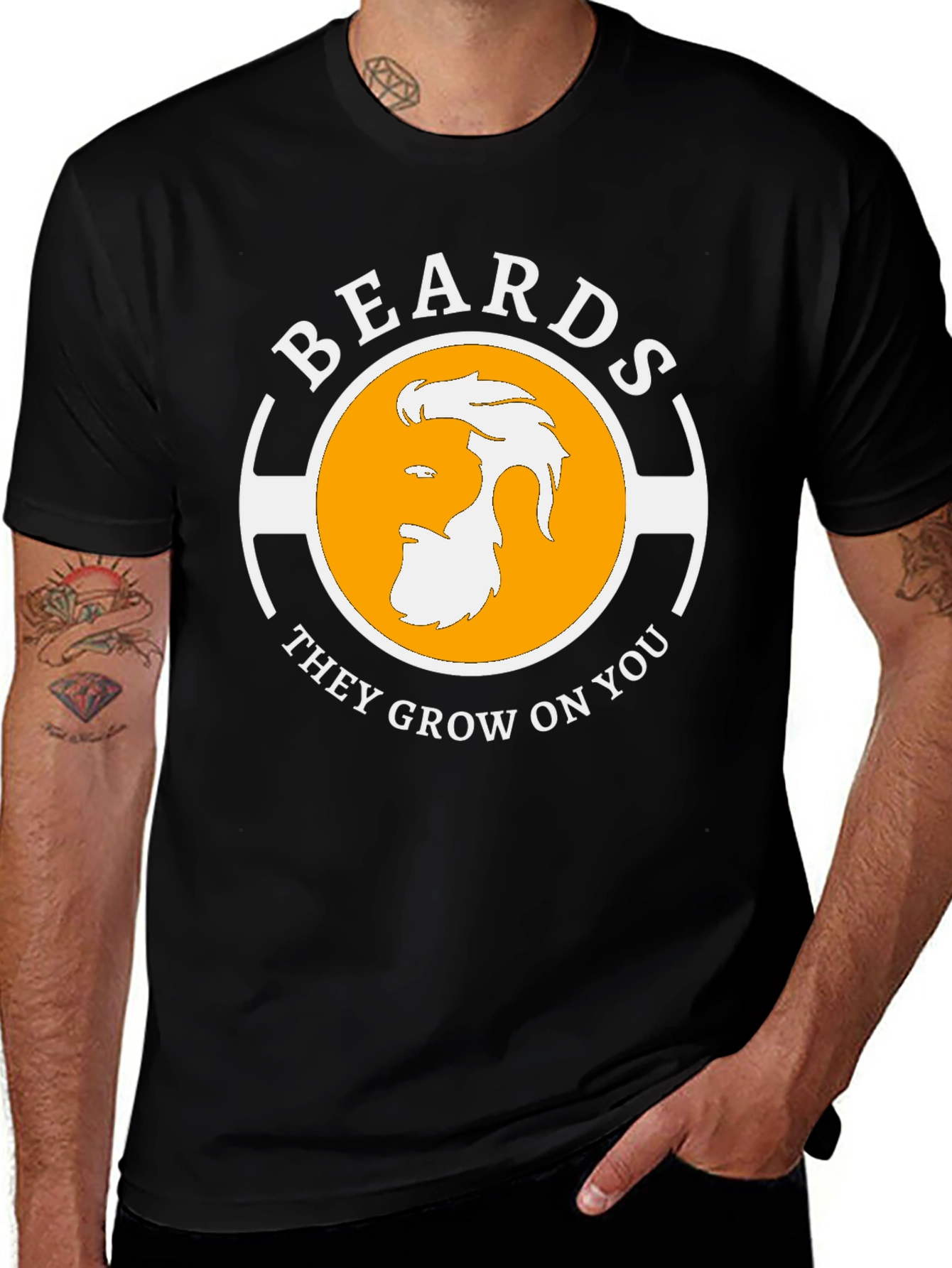 Beards They Grow On You Black T-Shirt