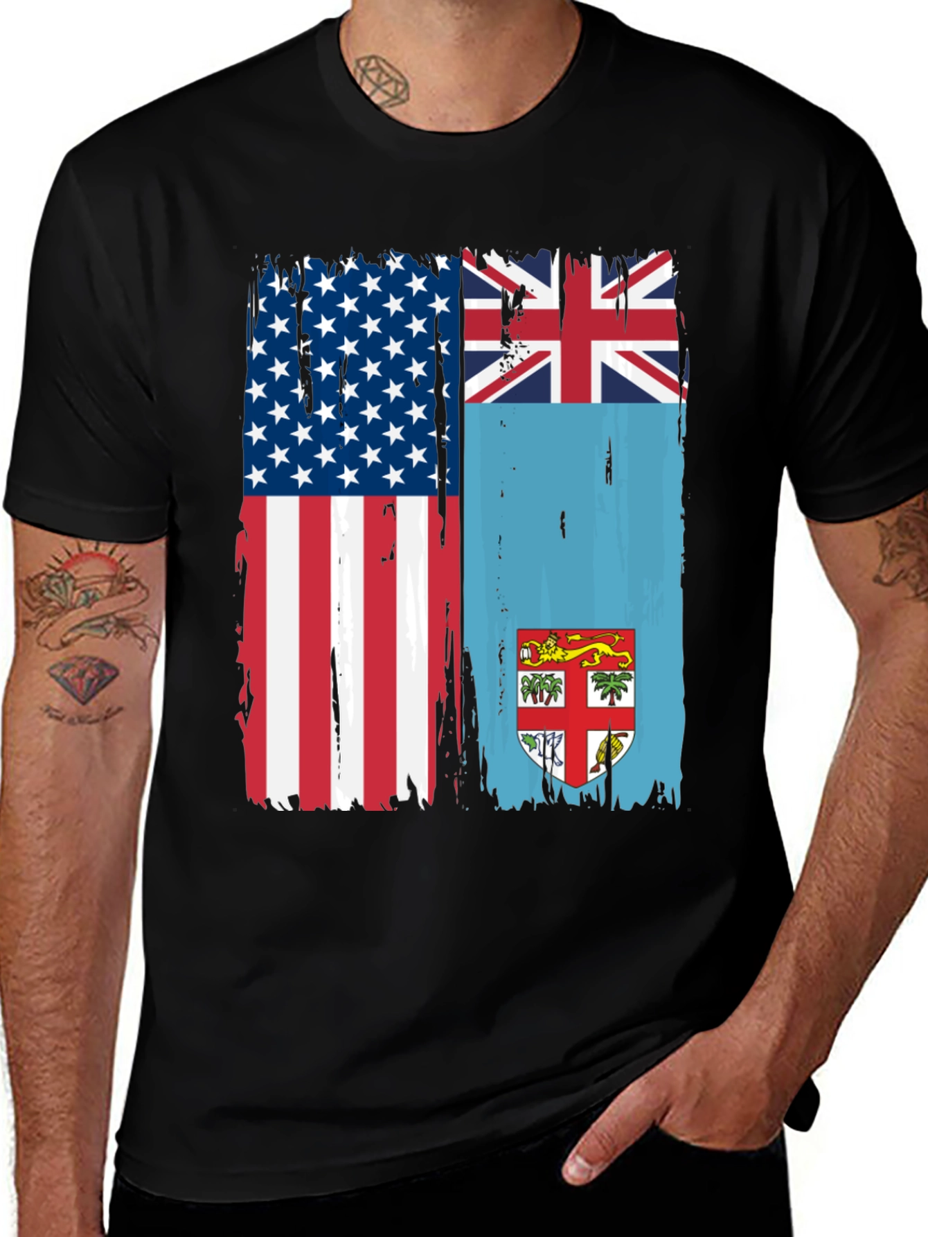 Variant 23 of USA Fiji Flag Graphic T-Shirt
