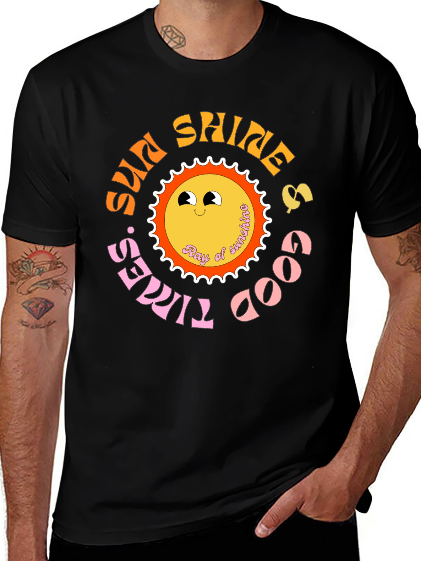 Retro Sun Shine & Good Times Black T-Shirt
