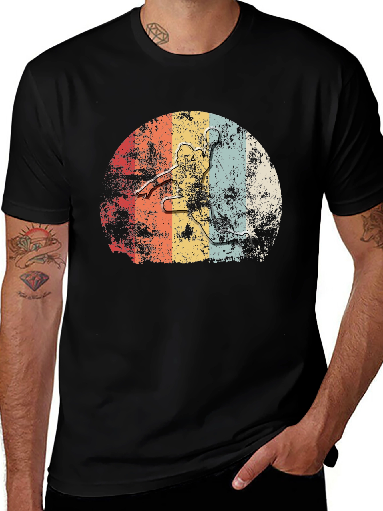 Black Retro Basketball Player Graphic Tee main image