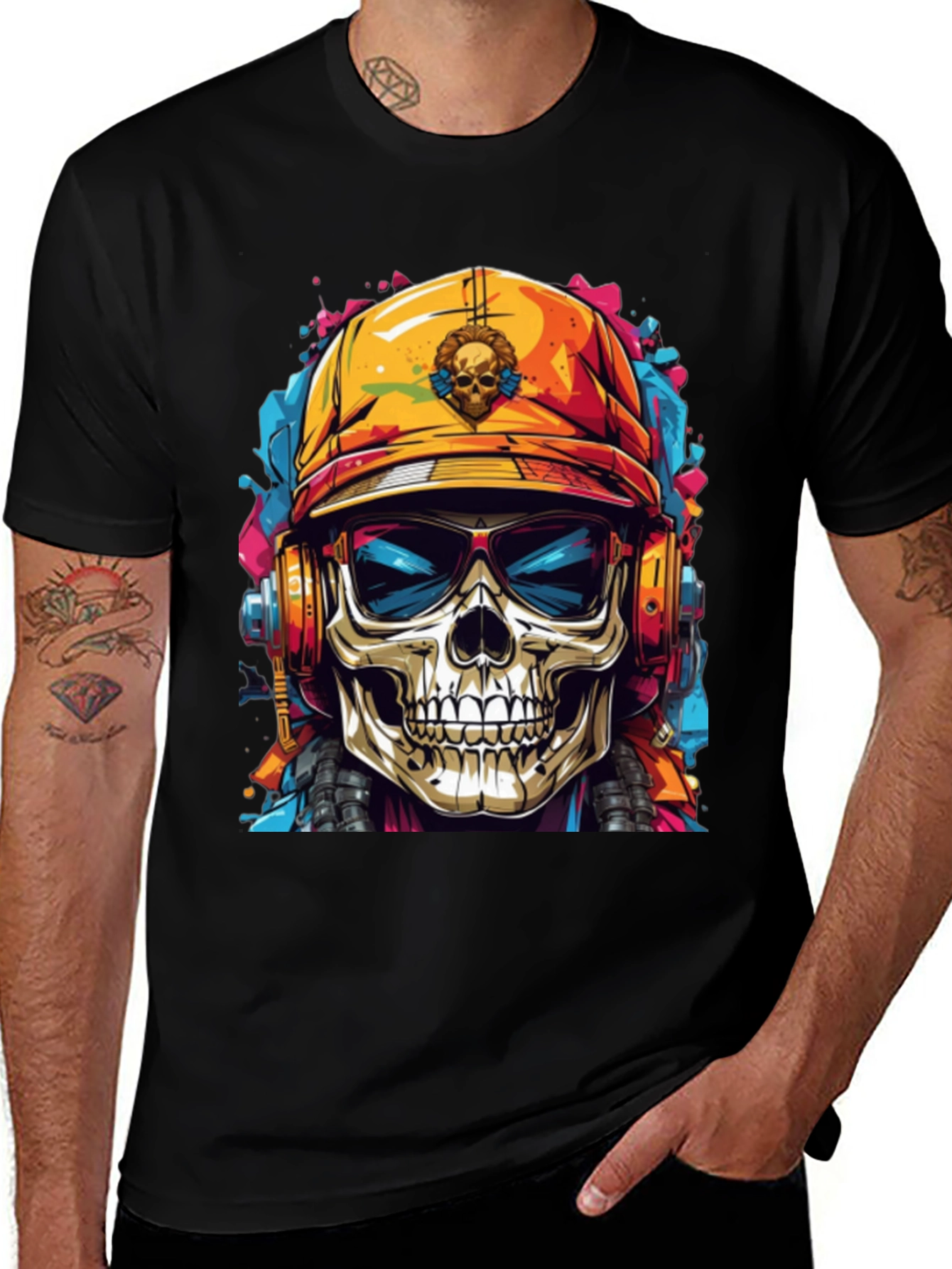 Variant 19 of Skull with Headphones Graphic T-Shirt
