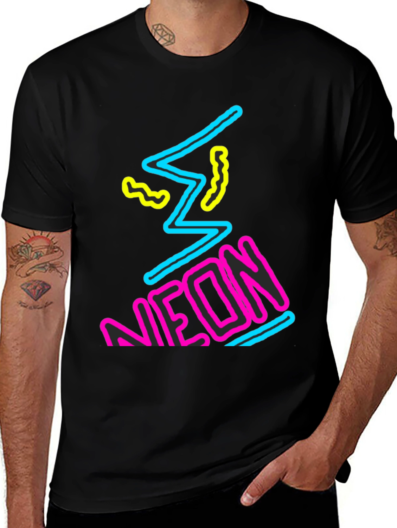 Variant 28 of Neon Graphic Print Black T-Shirt