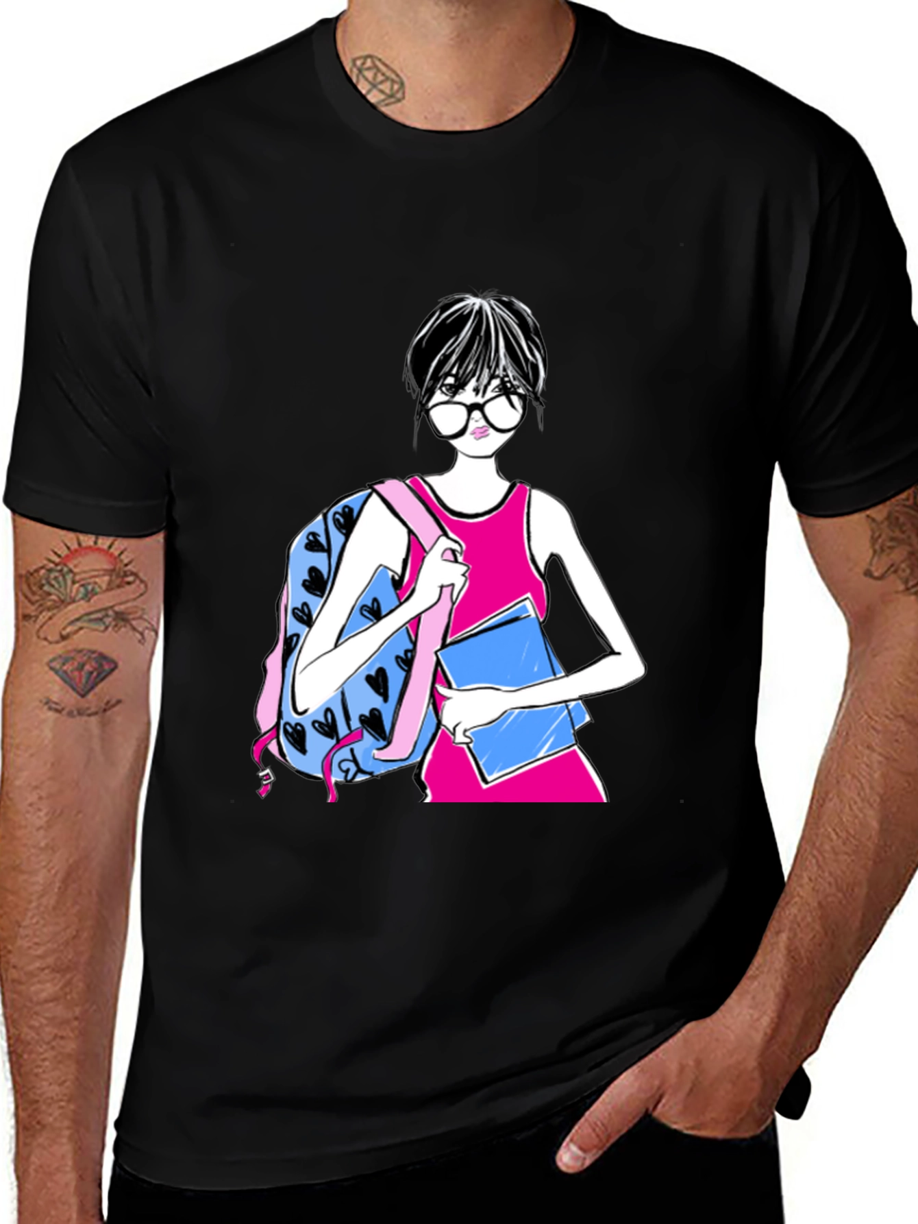 Variant 28 of Stylish Graphic Tee - Bookish Girl Design