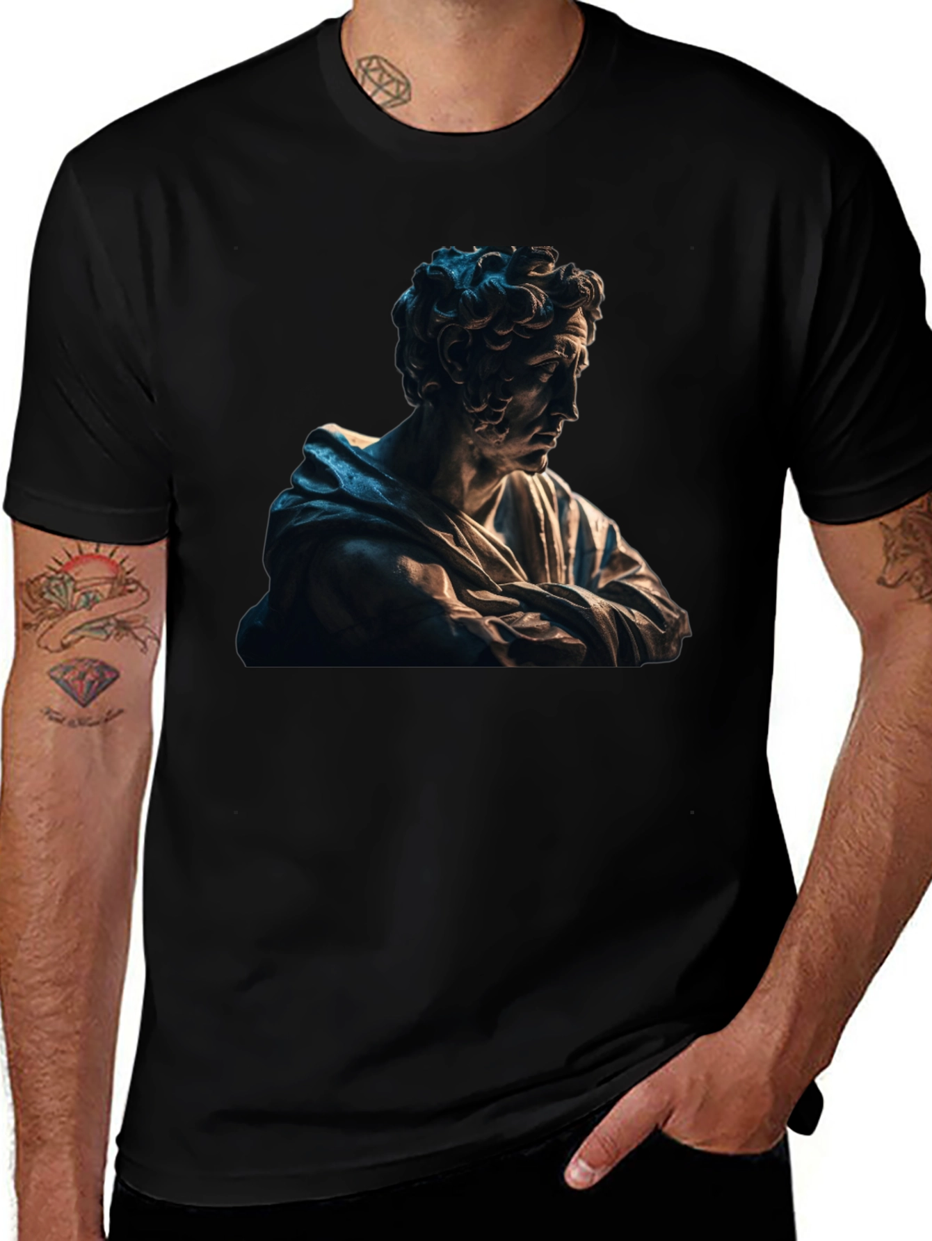 Black Classic Statue Graphic Black Tee main image