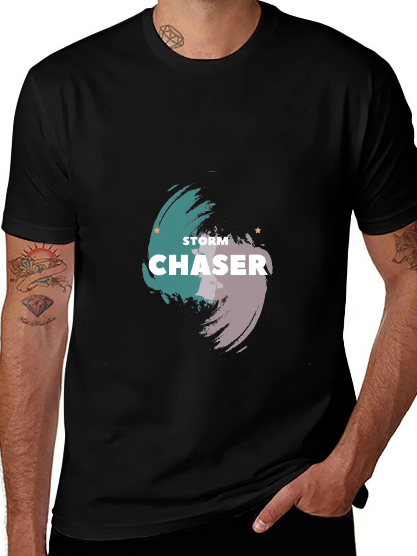Variant 16 of Storm Chaser Graphic Tee - Black Crew Neck T-Shirt