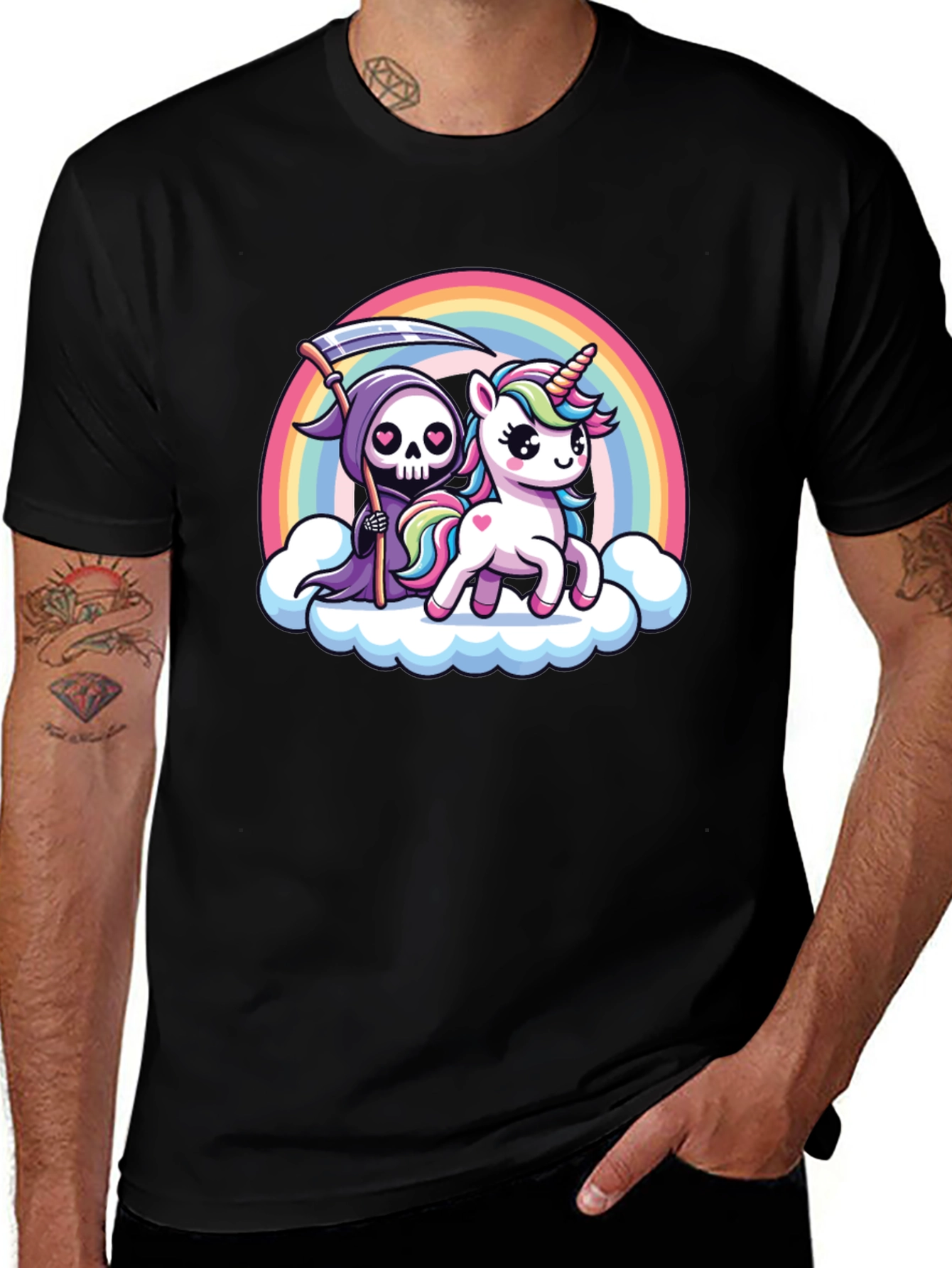 Variant 15 of Grim Reaper Unicorn Rainbow T-Shirt